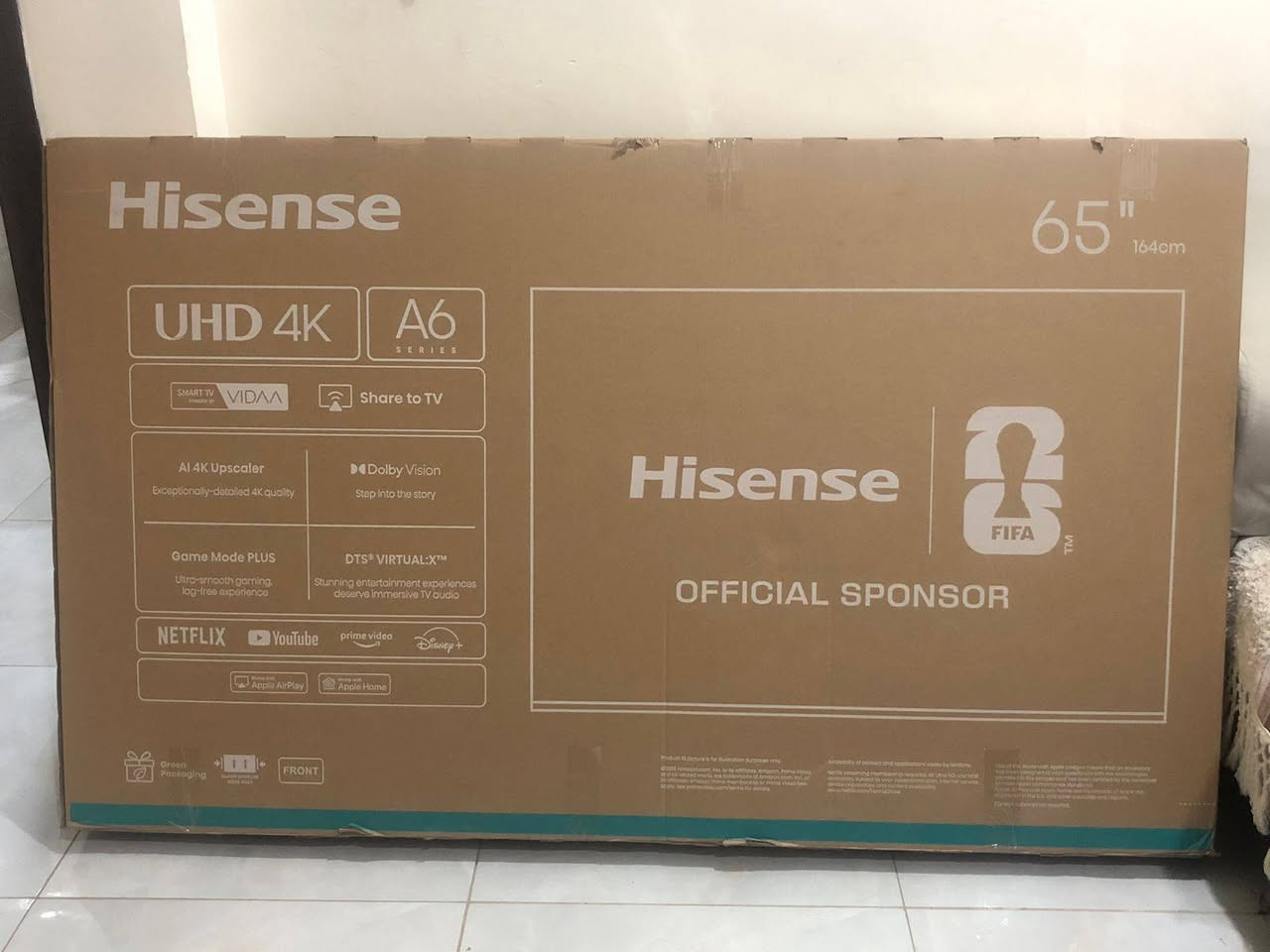 📺 للبيع – شاشة Hisense 65A61Q جديدة ومسدودة
🔹 الموديل: Hisense 65A61Q
🔹 الحجم: 65 إنچ / 164 سم
🔹 الدقة: 4K UHD – ‎3840×2160
🔹 الشاشة: LED / DLED
🔹 التحديث: 60Hz
🔹 النظام: VIDAA Smart TV
🔹 Dolby Vision + HDR10+
🔹 AI 4K Upscaler لتحسين جودة الصورة
🔹 Game Mode Plus مع VRR وALLM
🔹 Dolby Audio / Dolby Atmos
🔹 Wi-Fi + Bluetooth
🔹 AirPlay 2
🔹 ريموت صوتي
🔹 مداخل HDMI ودعم eARC
🔹 جديدة بالكرتون، لم تُفتح نهائيًا ✅

المواصفات أعلاه متوافقة مع مواصفات Hisense الرسمية ومصادر بيع الموديل 65A61Q. ￼

💰 السعر: 900,000 دينار نقدًا

السعر قابل للتفاوض للجادين فقط.

مواصفات Hisense الرسمية للموديل A61Q
للتواصل واتساب:***********
العنوان بغداد
