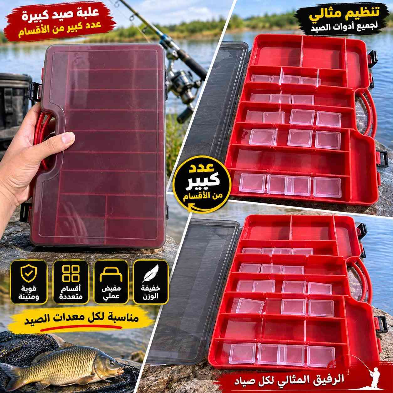 علبة صيد • كبيرة • أقسام متعددة
