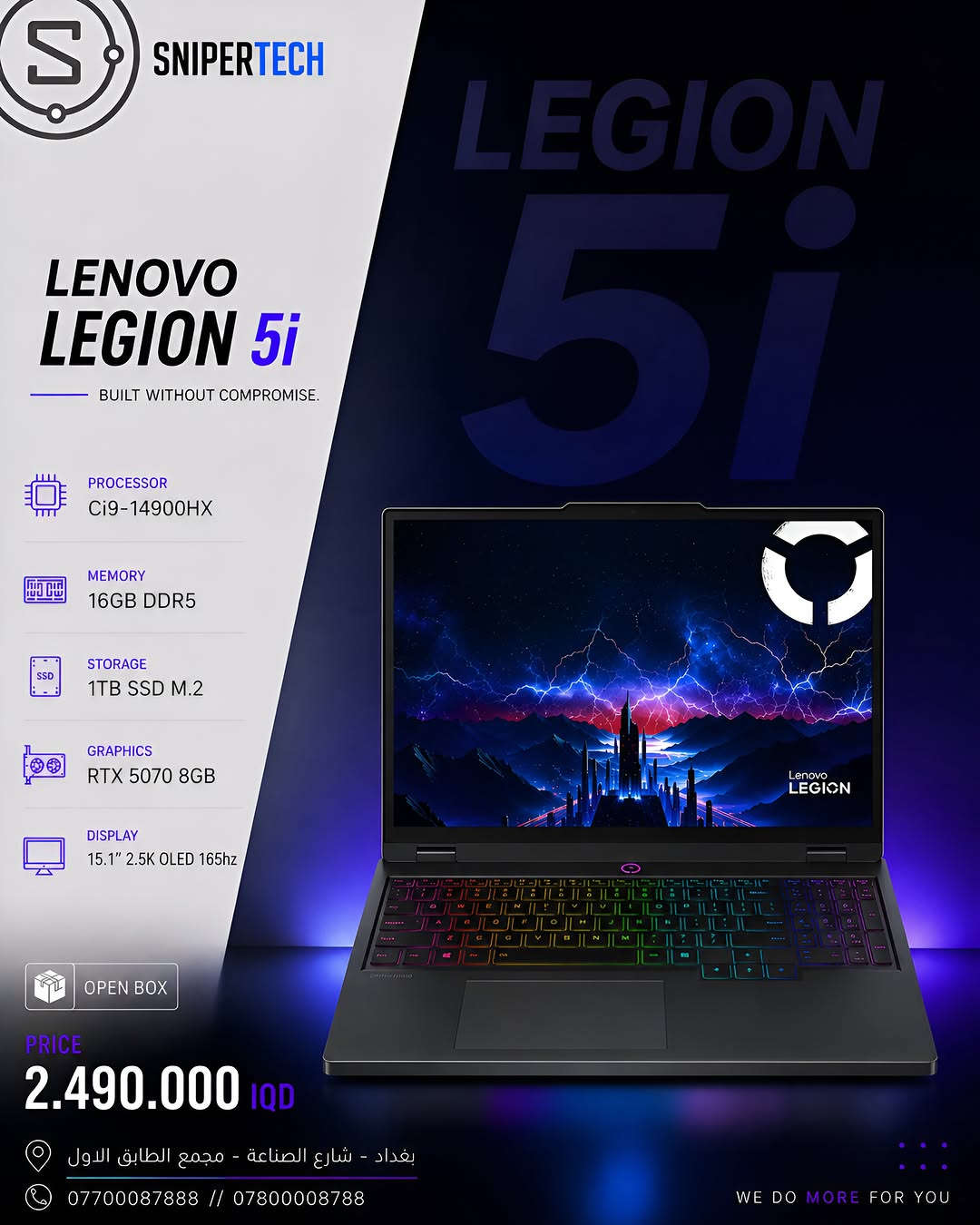 🔥 العيار الثقيل وصل 

نخبة من أقوى لابتوبات و PC الـ GAMING
مخصصة للـ Gamers المحترفين، صناع المحتوى، المصممين، المهندسين ومحترفي الـ3D والرندر.

قوة استثنائية • أداء شرس • بدون تنازلات

للي شغله ولعبه يحتاج وحش. 🔥

SNIPER | WE DO MORE FOR YOU

📍بغداد - شارع الصناعة - مجمع النعمان الطابق الاول
 
***********
***********⁩⁩
