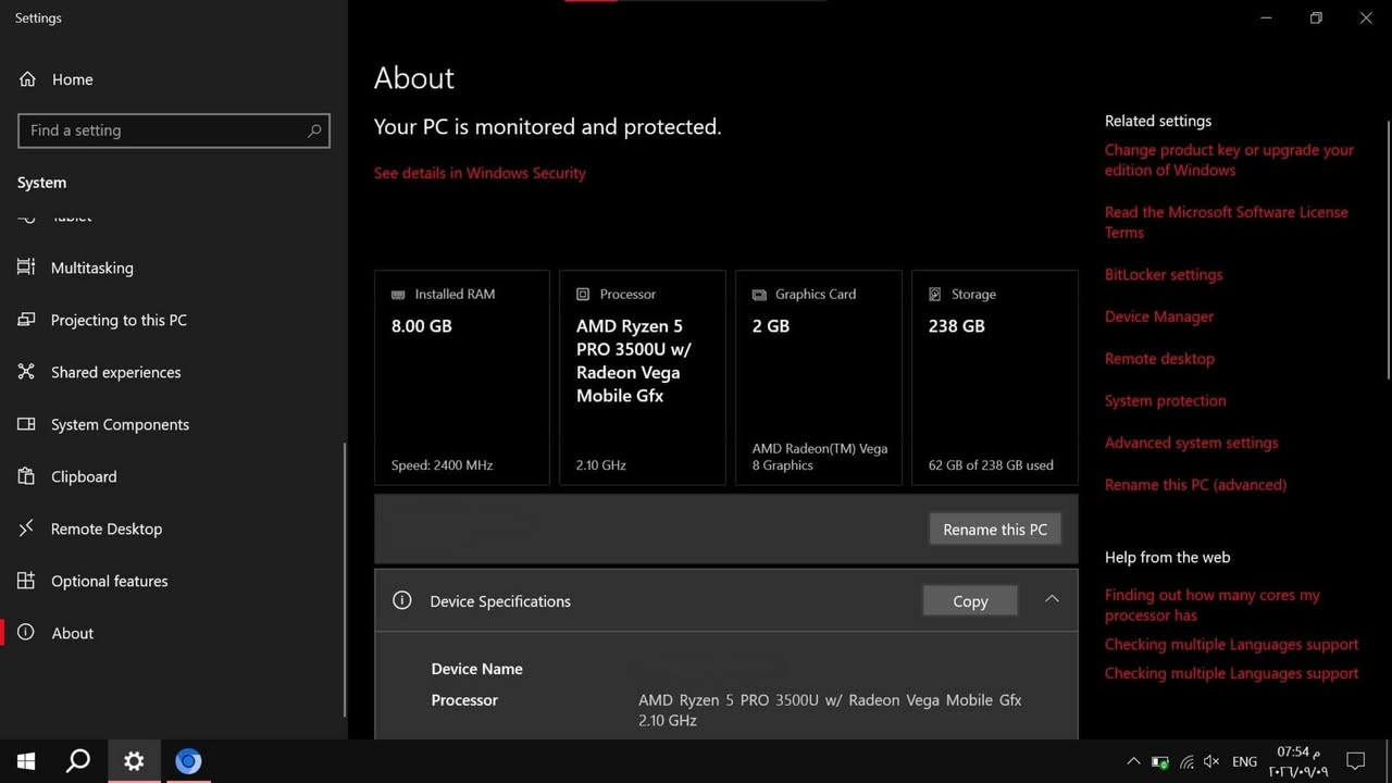 Lenovo Thinkabad T495S     ( السعر 375 وبي مجال )
Storage 256GB RAM 8GB Speed: 2400MHz M.2
CPU AMD Ryzen 5 Pro 3500U w/ Radeon Vega Mobile Gfx 2.10 GHz
Graphics Card 2GB AMD Radeon(TM) Vega 8 Graphics

حجم شاشة 14 دقة 1920x1080 بسكل Full HD

منصب ويندوز 10 مخفف LSTC IOT 
Windows 10 loT Enterprise LTSC
Version 21H2
64 bit
نظافة 90 بل ميه اذا مو اكثر جهاز كلش نظيف

جنطة + شاحن 65 واط + ماوس

مكاني بغداد الدورة
للاستفسار *********** / *********** واتساب
