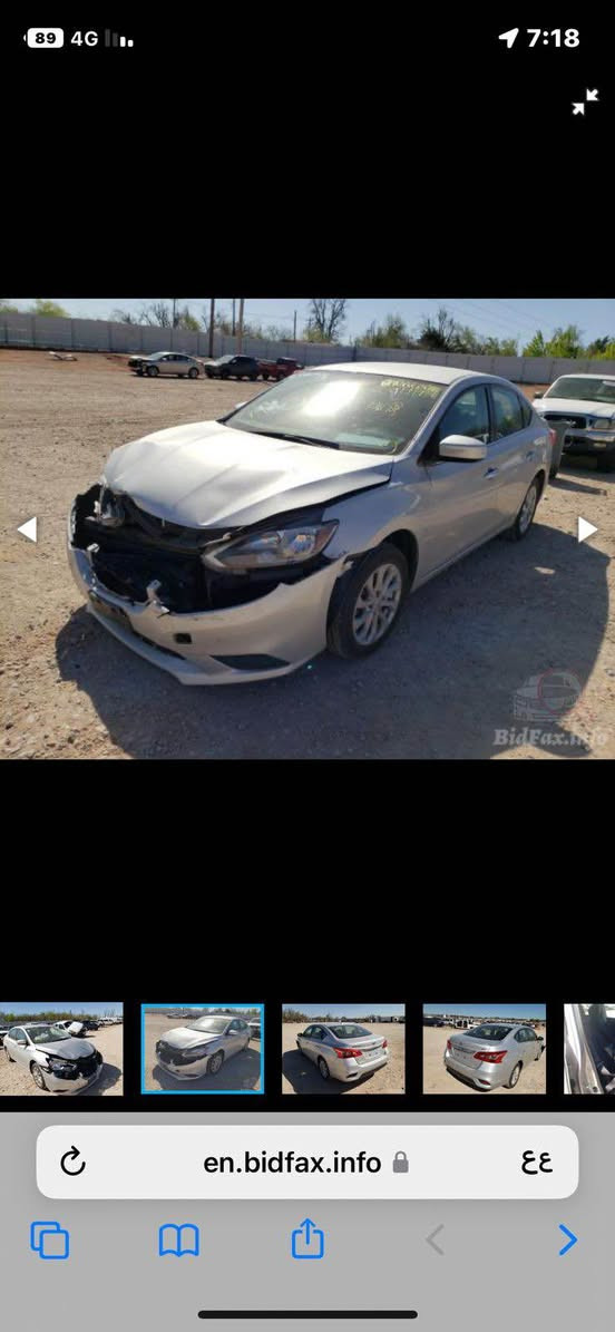 نيسان سنترا وارد امريكي 2019 محرك گير تبريد بوضع جيد حدادة جديدة بيها بارد بالباب وشخوط بسيطه بالبدي رقم بصرة حرة السعر 105 
*********** Singapore

نص مكتوب في الصور:
- 89 4G II.. 1 7:18 BidFax.info en.bidfax.info
- 89 4G II. 7:18 en.bidfax.info ٤٤ BidFax.info
- 89 4G 1: 7:18 BidFax.info en.bidfax.info ٤٤