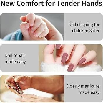 مقص لقص وبرد الأظافر بسهولة وأمان دون أي مجهود 
السعر 7 الف

نص مكتوب في الصور:
- Multifunctional electric nail clippers Soft-spoken and low vibration Safety protection Back storage design
- Nail Dust Storage No splash Cleaner
- New Comfort for Tender Hands Nail clipping for children Safer Nail repair made easy Elderly manicure made easy