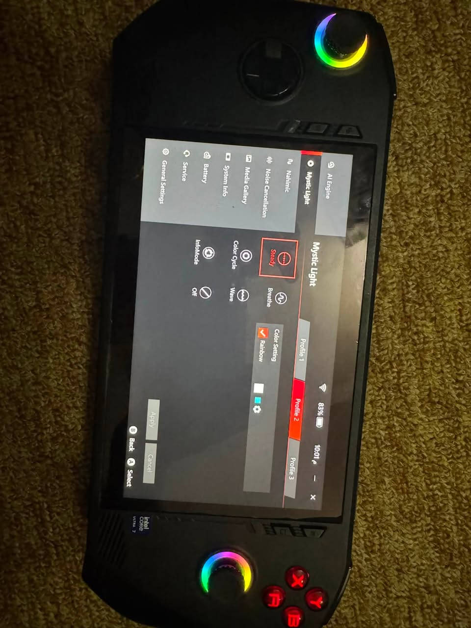 السلام عليكم msi claw a1m الترا 7
الجهاز غني عن التعريف
وتكدر تبحث عنة اذا ما تعرفه
ذاكرة512ssd شاشة 120هرتز
رام16 ddr5
معالج الترا 7 المطور جدا وتحديثات مستمره لهذا الجهاز
جهاز نضيف جدا جدا استخدام قليل حتى لاصق شاشه الشركه بعده بي كل ملحقاته كامله الاصلية للبيع فقط السعر 625الف
العنوان بغداد الكرادة
***********
حساب ستيم بي العبة fc26 السعر 20 الف وبي العاب اضافيه هم  مافيا و تومب رايدر
