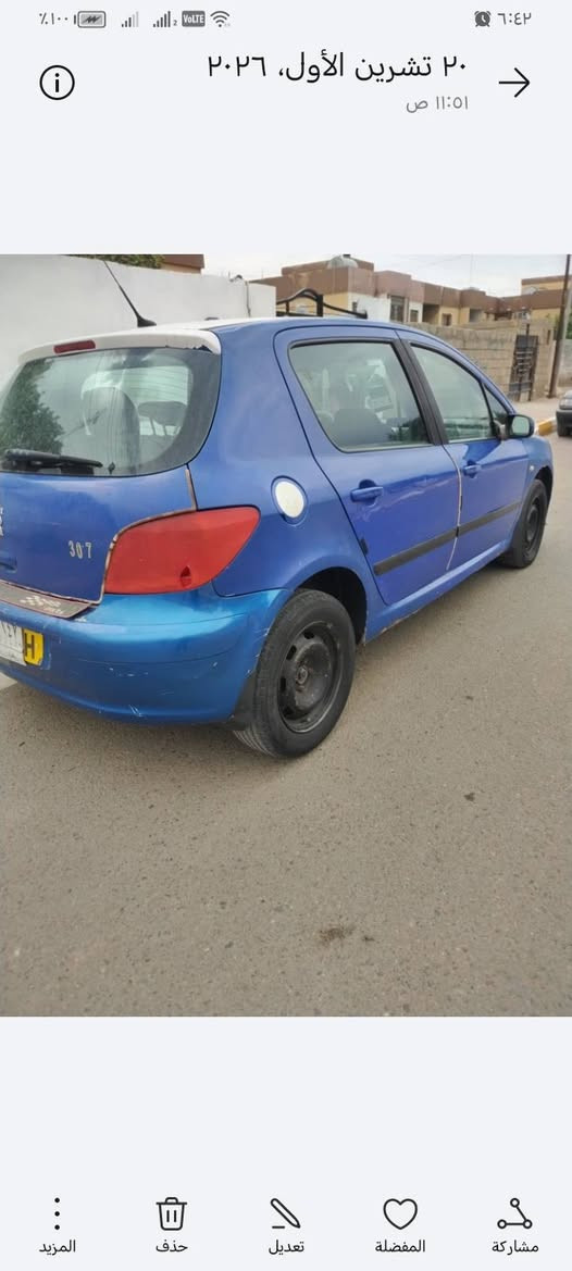 بيجو 307 • ٢٠٠٥ • رقم بغداد
