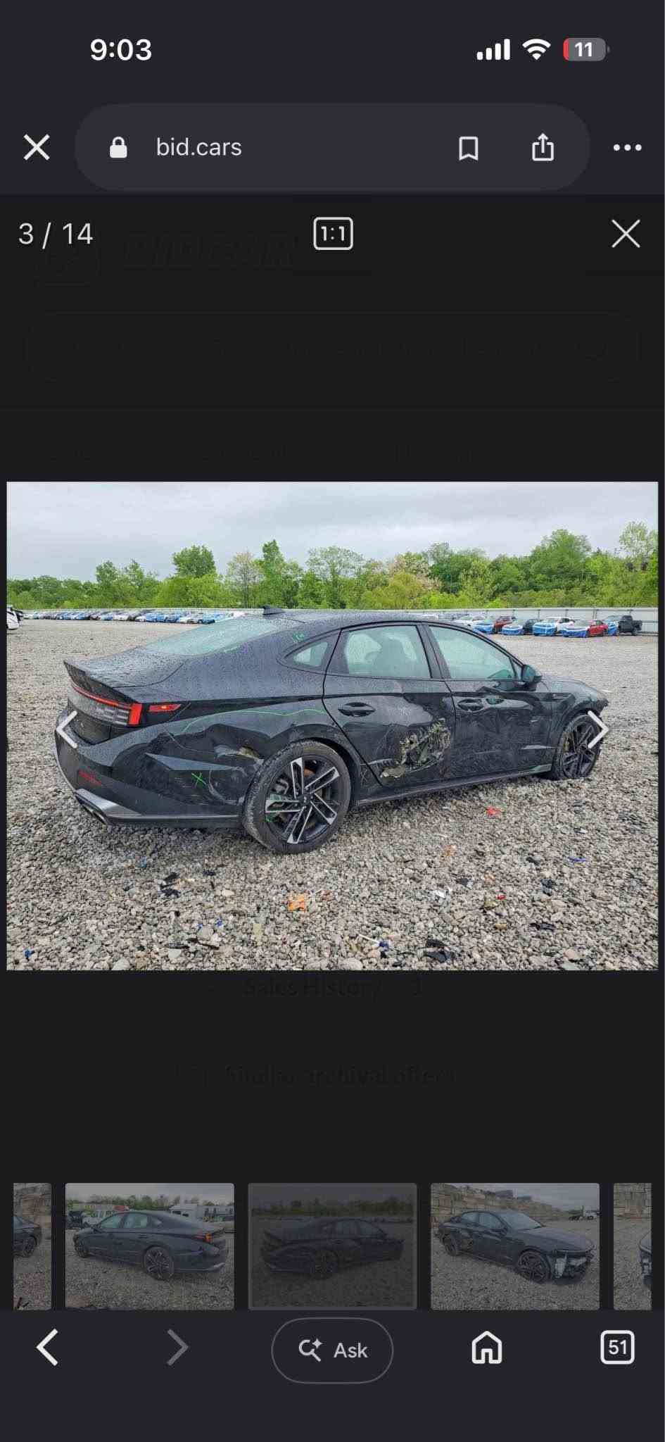 sonata  2024 N line
 باب و نص جاملغ صبغ  
دواخل ارباك شرط   
يترقم شمالي. 
ممشا 40,000 
شراي اتصل *********** أربيل, العراق

نص مكتوب في الصور:
- 9:02 12 4 / 14 1:1 bid.cars
- 9:02 12 bid.cars 5 / 14 1:1 Sales History Similar archival offers Ask 51
- 9:03 11 bid.cars 3 / 14 1:1 Sales History Similar archival offers Ask 51
- 9:03 11 bid.cars 2 / 14 1:1 Sales History 1 Similar archival offers Ask 51