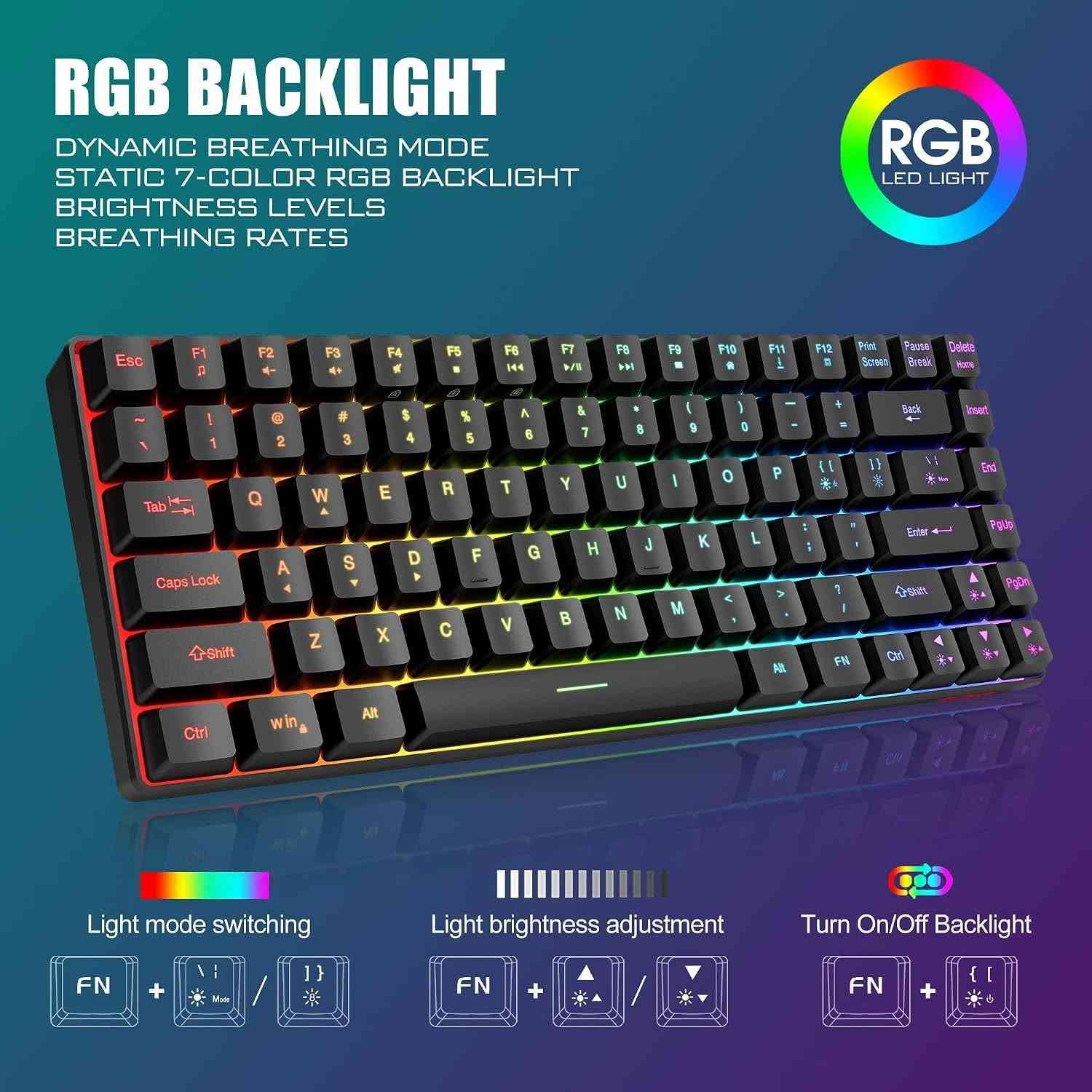 كيبورد وماوس • RGB • قابل للشحن USB-C