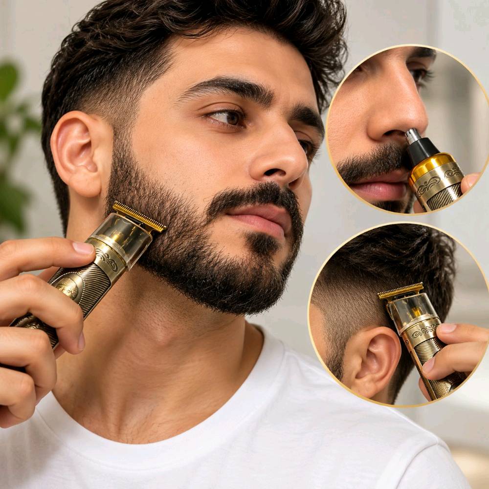 المميزات:

.نظام 3×1 للاستخدامات المتعددة.

. شفرات احترافية من الفولاذ المقاوم 
للصدأ.

. تعمل سلكياً ولاسلكياً.

. 4 أمشاط للحلاقة بأطوال 1.5 / 2 / 3 / 4 ملم.

. تشغيل لاسلكي يصل إلى 120 دقيقة.

. وقت الشحن حوالي 3 ساعات.

. شحن عن طريق USB.

. قوة 5 واط.
. تصميم مريح وسهل المسك والاستخدام.
 .مرفق معها ملحقات للعناية
والتشذيب، بالإضافة إلى فرشاة تنظيف وزيت
السعر  17 الف