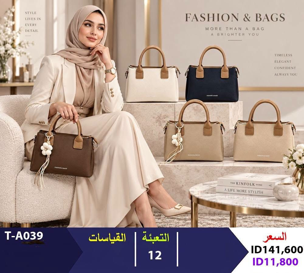 جمله فقط داخل العراق
 للطلب والاستفسار***********
https://t.me/Oline1
متوفر خدمة توصيل الجميع محافظات العراق📩🚗

نص مكتوب في الصور:
- MODERN CLASSIC TIMELESS MISS ALITA BAGS FOR A BRIGHTER YOU STYLE IN EVERY SHADE Six colors. A more beautiful you. PREMIUM QUALITY TIMELESS DESIGN MADE FOR YOUR EVERYDAY TA-1206 القياسات التعبئة 12 السعر ID173,313 ID14,443
- CLASSIC BEAUTY MODERN WOMAN FASHION LIVES IN DETAILS TA-1137 TIMELESS ELEGANCE IN EVERY DETAIL PREMIUM QUALITY ELEGANT DESIGN VERSATILE STYLE MADE FOR MODERN YOU More Than a Bag A Statement GOOD STYLE BRIGHTENS A BRIGHTER YOU TA-1137 FIVE COLORS ONE SIGNATURE STYLE TA-1137 القياسات التعبئة 12 السعر ID173,313 ID14,443
- ELEGANCE CONFIDENCE VERSATILITY ALWAYS YOU TA-1138 TIMELESS STYLE IN EVERY SHADE More Than a Bag A Statement STYLE LIVES HERE COFFEE BEIGE BLACK OFF WHITE GREY WINE RD TA-1138 القياسات التعبئة 12 السعر ID152,663 ID12,722
- STYLE LIVES IN EVERY DETAIL FASHION & BAGS MORE THAN A BAG A BRIGHTER YOU TIMELESS ELEGANT CONFIDENT ALWAYS YOU T-A039 القياسات التعبئة 12 السعر ID141,600 ID11,800
- MORE THAN A BAG A REFLECTION OF YOU FASHION BEAUTY LIFESTYLE Timeless Elegance FOR EVERY MOMENT STYLE QUALITY CONFIDENCE TA-1141 A MORE BEAUTIFUL YOU PREMIUM MATERIALS MODERN ELEGANCE FOR EVERY OCCASION TA-1141 القياسات التعبئة 12 السعر ID165,200 ID13,767
- pmq-45
- 29*22*12.5
- Fashion
- Bags
- THE FASHION BOOK
- MODERN STYLE
- القياسات
- التعبئة
- 12
- السعر
- ID147,500
- ID12,292
- MISS ALTA MORE THAN A BAG A STATEMENT Elegance In Every Shade TIMELESS MODERN CONFIDENT ALWAYS YOU TA-1209 القياسات التعبئة 12 السعر ID165,200 ID13,767
- B-11273 FASHION HANDBAG 深卡其 浅卡其 黑色 土黄 蓝色 杏色 b-11273 القياسات التعبئة 12 السعر ID187,325 ID15,610