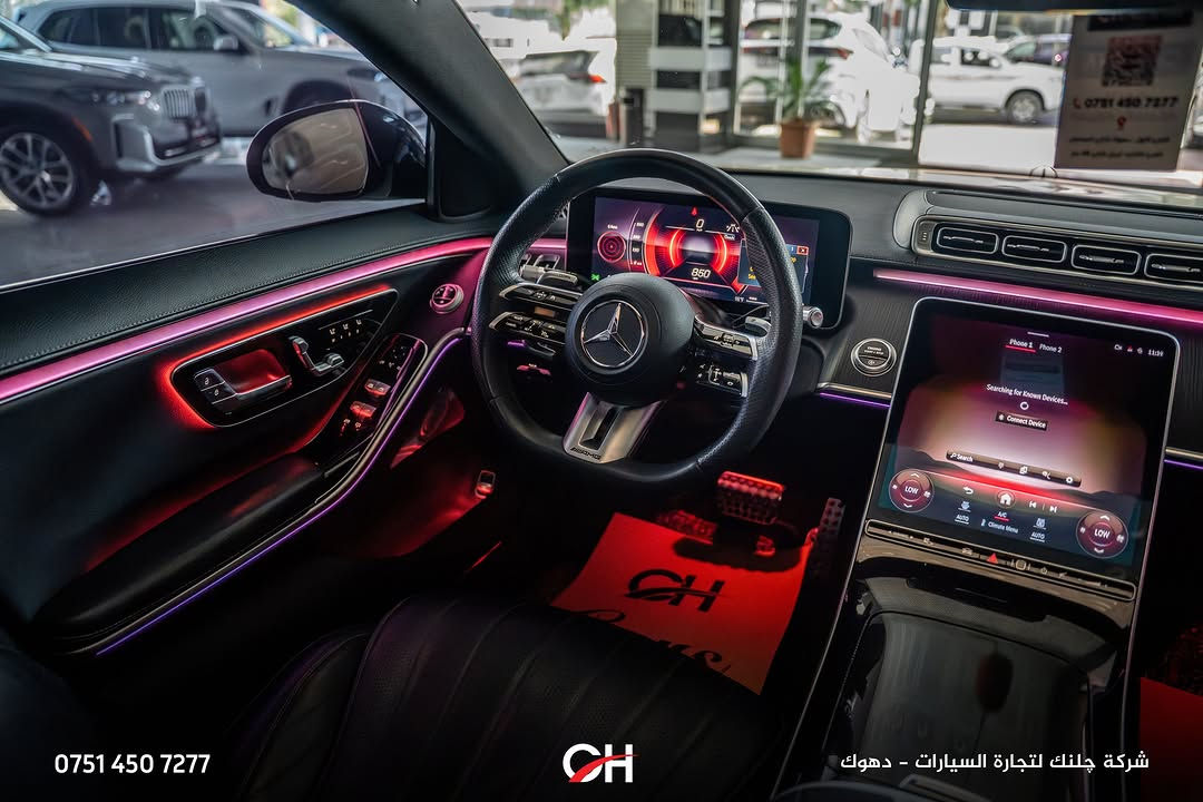Mercedes-Benz S500 4MATIC
السنة: 2023 الممشى: 60,000 ميل الحالة: USA Clean الموقع: دهوك
المحرك ونظام الدفع:
محرك 6 سلندر خطي 3.0 لتر Turbo
نظام Mild Hybrid EQ Boost
القوة: 429 حصان
العزم: 520 نيوتن متر
ناقل حركة أوتوماتيك 9 سرعات 9G-TRONIC
نظام دفع 4MATIC
تسارع 0–100 كم/س: حوالي 4.9 ثوانٍ
المواصفات:
شاشة وسطية 12.8” OLED
شاشة عدادات رقمية 12.3”
Apple CarPlay + Android Auto
كاميرا خلفية
حساسات أمامية وخلفية
مقاعد جلد فاخرة
مقاعد أمامية كهربائية مع ذاكرة
تدفئة وتبريد المقاعد
فتحة سقف بانوراما
Ambient Lighting
نظام صوت Burmester
Head-Up Display
دخول وتشغيل ذكي
Soft Close للأبواب
مصابيح Digital Light
أنظمة أمان ومساعدة السائق
📞 *********** شركة جلنك وليد صبري – دهوك
#Chalank_cars_duhok

نص مكتوب في الصور:
- *********** CH شركة چلنك لتجارة السيارات - دهوك
- ***********
- CH
- شركة چلنك لتجارة السيارات - دهوك
- *********** شركة چلنك لتجارة السيارات - دهوك