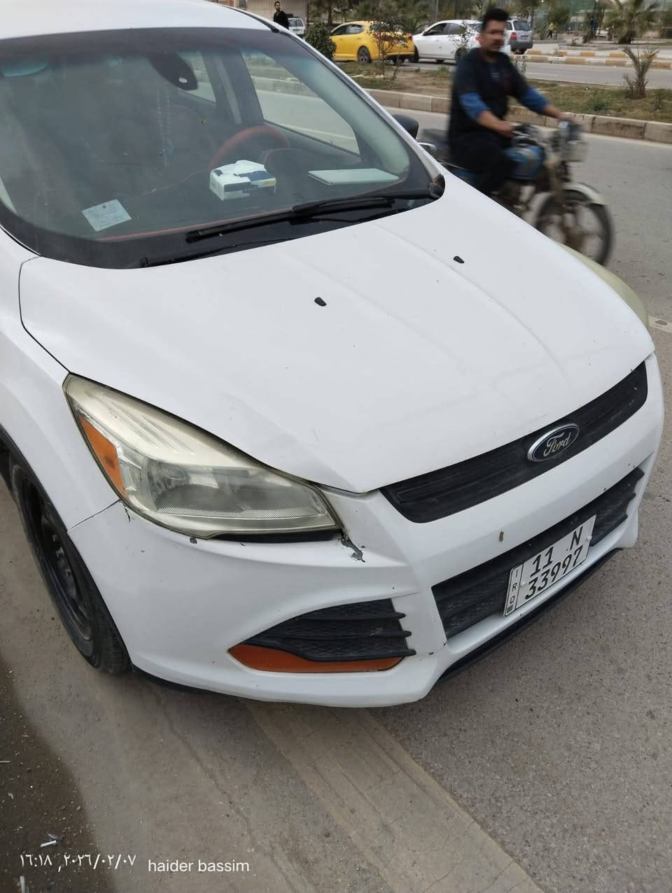 بيع او مراوس 
الموديل: فورد سكيب 2016 (Ford Escape).
المحرك: 4 سلندر / بسعة 2500 سي سي
الممشى: 136.450 (قابل للزيادة البسيطة لأن السيارة تحت الاستخدام).
الاستيراد: دخلت للعراق سنة 2017 بتقرير كلين تايتل (Clean Title) يعني بدون حوادث أو غرق بأمريكا.
مقاعد جلد 
كامره خلفيه 
تحكم ستيرن 
الحادث: صار بيها حادث بسيط داخل العراق، وتفاصيل الحادث كاملة مع "التكت" فقط المقدمة البنيد مبين بالصور بدون دواخل 
ايرباكات كله سليمه 
ادامة 
- منظومة البانزين 
- منظومة التبريد 
- منظومة الماء 
السعر / 93 $   
***********
