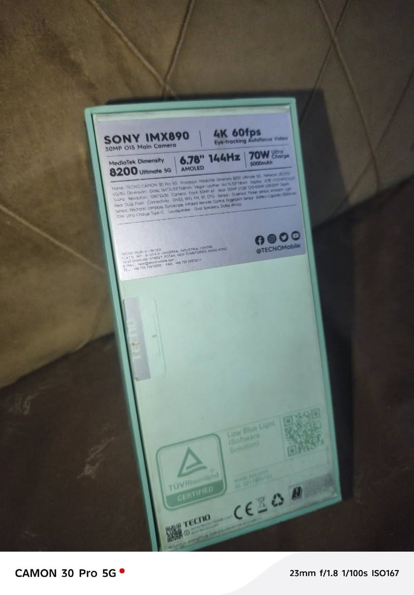السلام عليكم شباب مرخصت الادمن 🌷
TECNO CAMON 30 Pro 5G 
ذاكره 256 
عشوائيه 12+12 
كامرات من سوني 
كامرات اماميه 4K عله 60 اطار 
الخلفيه هم 4K عله 60 اطار 
الجهاز نضيف الشاشه ولا زلغ بيه مجرد مبدل زر البور وهذه الانحراف القليل ما مأثر بلجهاز انطيك بيه ضمان كارتونه موجوده ورقه الضمان موجوده هم بس للاسف بدون شاحنه الجهاز للمراوس فقط مكاني شهداء العبيدي الثالثه وما عندي توصيل وهذه رقمي واتساب ***********
____________________________________________
ادمن وافق حبيبي 🌷❤️
