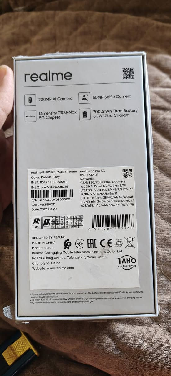 📱 للبيع Realme 16 Pro 5G 🔥
مستخدم ايام غراضه ما مفتوحة 

✨ جهاز قوي وأنيق، مناسب للاستخدام اليومي والألعاب والتصوير.

🔹 شاشة AMOLED ‏6.78" بدقة عالية وتحديث 144Hz
🔹 معالج Dimensity 7300 Max 5G
🔹 رام 8GB
🔹 ذاكرة 512GB
🔹 كاميرا رئيسية 200MP مع OIS
🔹 كاميرا سيلفي 50MP
🔹 بطارية ضخمة 7000mAh
🔹 شحن سريع 80W
🔹 يدعم 5G
🔹 بصمة داخل الشاشة
🔹 NFC + IR
🔹 نظام Android 16 / realme UI 7

📦 الجهاز نظيف وحالته ممتازة
📍 المكان: بغداد
***********
