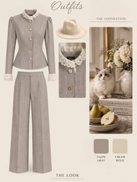 الجمال 🥹 طقم بيزلي ستايل فرنسي  نص مكتوب في الصور: - Outfits THE INSPI...