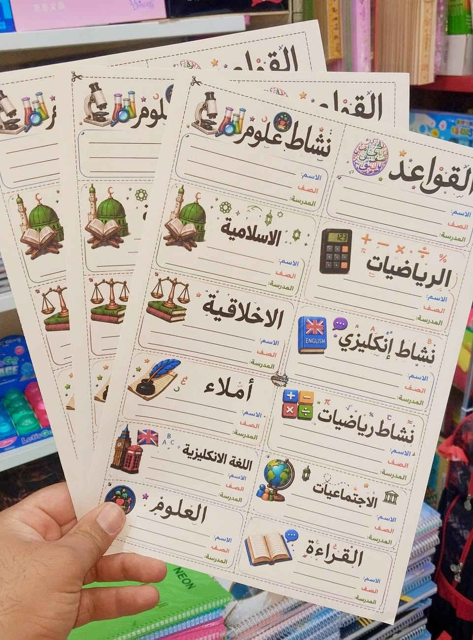 📚✨ ستيكرات أسماء ودفاتر مدرسية بأشكال مميزة ✨📚
🎒 خلّي أغراض طفلك مميزة وسهلة التعرّف عليها مع تشكيلة متنوعة من ستيكرات الأسماء والدفاتر بأجمل التصاميم 💙
📍 العنوان: عنه - نهاية شارع الحضرة – قرب جامع النور
📩 للطلب والاستفسار: مراسلتنا على الخاص أو التواصل على: 📞 ***********
📞 ***********
🚚 التوصيل داخل القضاء بـ 1000 دينار فقط
وتوصيل لجميع المحافظات بـ 5000 دينار 
#مكتبة_الباهر #ستيكرات_أسماء #ستيكرات_دفاتر #قرطاسية #مستلزمات_مدرسية #دفاتر #توصيل_لجميع_المحافظات
