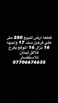 لا توجد تفاصيل  نص مكتوب في الصور: - قطعه ارض للبيع 250 متر على فرعين ...