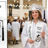 وشاح تخرج • قبعة تخرج • ألوان حسب الطلب