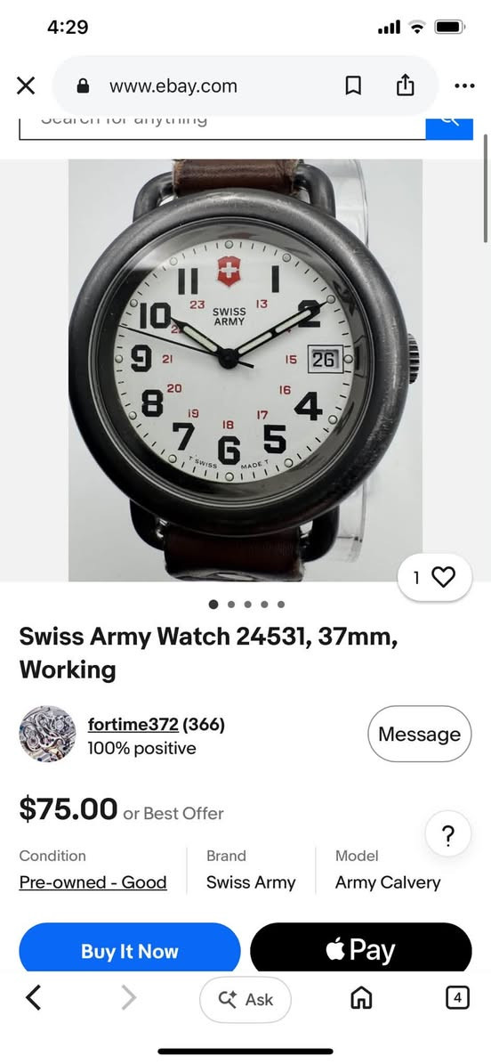 السلام عليكم
ساعة swiss army
الاصلية وهذا سعرها بالموقع واي شخص يكدر يفحصها عادي
الياخذها انطي سعر زين
لان هاي مو من العراق مشتريتها
ومستعجلين كلش عالبيع لان دنصفي بالبيت
التواصل خاص او واتس اب للاسعار
***********
مكان / حي الجامعة بغداد
التوصيل فقط للكرخ متوفر
