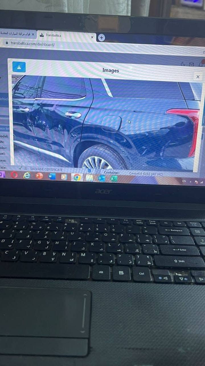 ***********
كلكرفي ٢٥ سياره ماشيه ٢٠الف كيلو السعر ٢٦٥ حره باسم باب بارد  الغلفي بارد تبديل فقط بنيد

نص مكتوب في الصور:
- قوائم مراقبة السيارات Transbaltica transbaltica.com/dashboard/ Images IL-SALVAGE CERTIFICATE Container: Consolidated 6152 [40' HC] EN acer
- Transbaltica Images IL - SALVAGE CERTIFICATE Container: Consolid_6152 [40' HC]
- قوائم مراقبة السيارات Transbaltica transbaltica.com/dashboard/ Images Container: Consolid_6152 [40' HC] IL - SALVAGE CERTIFICATE
- Transbaltica
- baltica.com/dashboard/
- Images
- IL - SALVAGE CERTIFICATE
- Container: Consolid_ 6152 [40' HC]
- 10272ml
- قوائم مراقبة السيارات Transbaltica transbaltica.com/dashboard/ Images IL - SALVAGE CERTIFICATE Container: Consolid_6152 (40' HC)
- Viewer
- IL- SALVAGE CERTIFICATE
- Container: Consolid 6152 (40' HC)
- EN
- 99697445x
- 11:14,
- ٢٠٢٧/٠٤/٠٢
- قوائم مراقبة السيارات المفضلة Transbaltica transbaltica.com/dashboard/ Images Container: Consolid 6152 (40' HC) IL SALVAGE CERTIFICATE acer
- قوائم مراقبة السيارات المفضلة
- transbaltica.com/dashboard/
- Vehicl
- Vehicle Inf
- Model:
- VIN:
- Color:
- Fuel:
- Keys:
- Title: IL - SALVAGE CERTIFICATE
- Container: