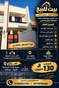 بيت للبيع كامل  تفاصيل اكثر اتفضلوا خاص  نص مكتوب في الصور: - بيت للبي...
