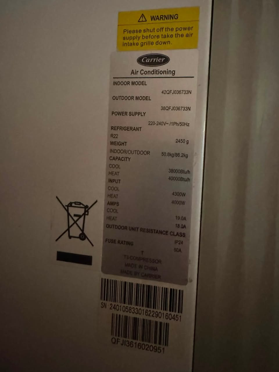 السلام عليكم سبلت كارير ٣ طن كنتوري غاز R22 نظيف ومربوط وشغال تفحص وتفتح وتاخذ السعر ٦٥٠ الف دينار المكان حي المعلمين بغداد الجديدة 
للاستفسار ***********
