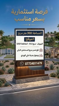 النهروان مربع ٣٥ • ٣٠٠م • فرصة استثمارية