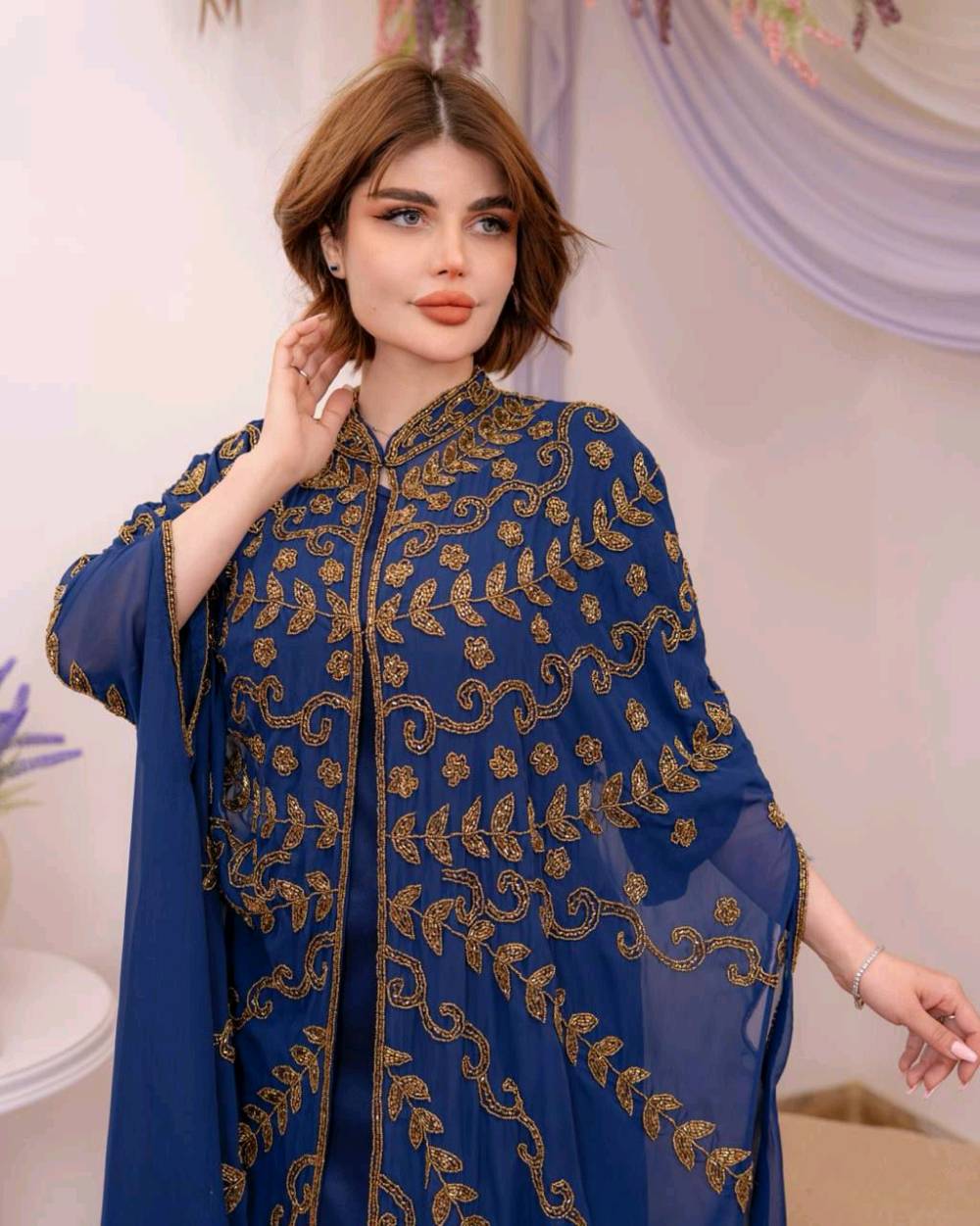 ✨الأقماش شيفون الأصلي 💯
🪄الشغل شك يدوي🪡🧵
🎗️مڪون من 2️⃣ قطع  
 ⤶بشت
⤶فستان فيزون الأصلي 💯