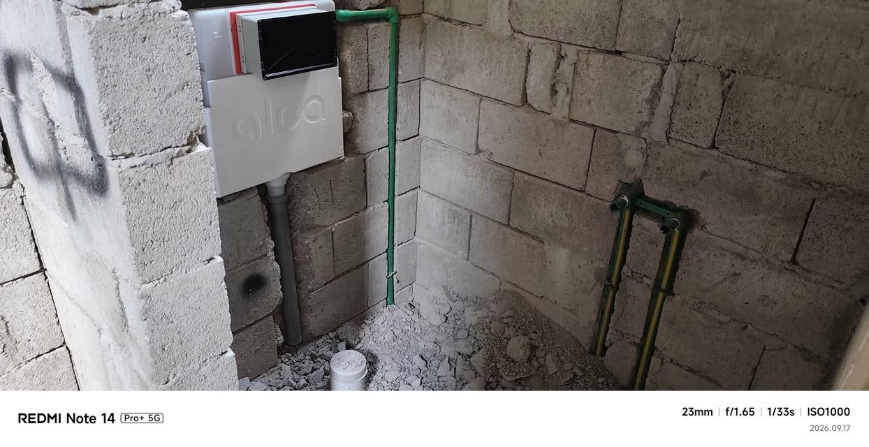 تم اتمام شبكة ppr 
 عملنا كافة التاسيسات الحديثه.
***********

نص مكتوب في الصور:
- REDMI Note 14 Pro+ 5G 23mm f/1.65 1/25s ISO2500 2026.09.17
- REDMI Note 14 Pro+ 5G 23mm f/1.65 1/33s ISO640 2026.09.17
- REDMI Note 14 Pro+ 5G 23mm | f/1.65 | 1/33s | ISO1000 2026.09.17
- REDMI Note 14 Pro+ 5G 23mm f/1.65 1/100s ISO160 2026.09.16
- REDMI Note 14 Pro+ 5G 23mm f/1.65 1/860s ISO50 2026.09.16