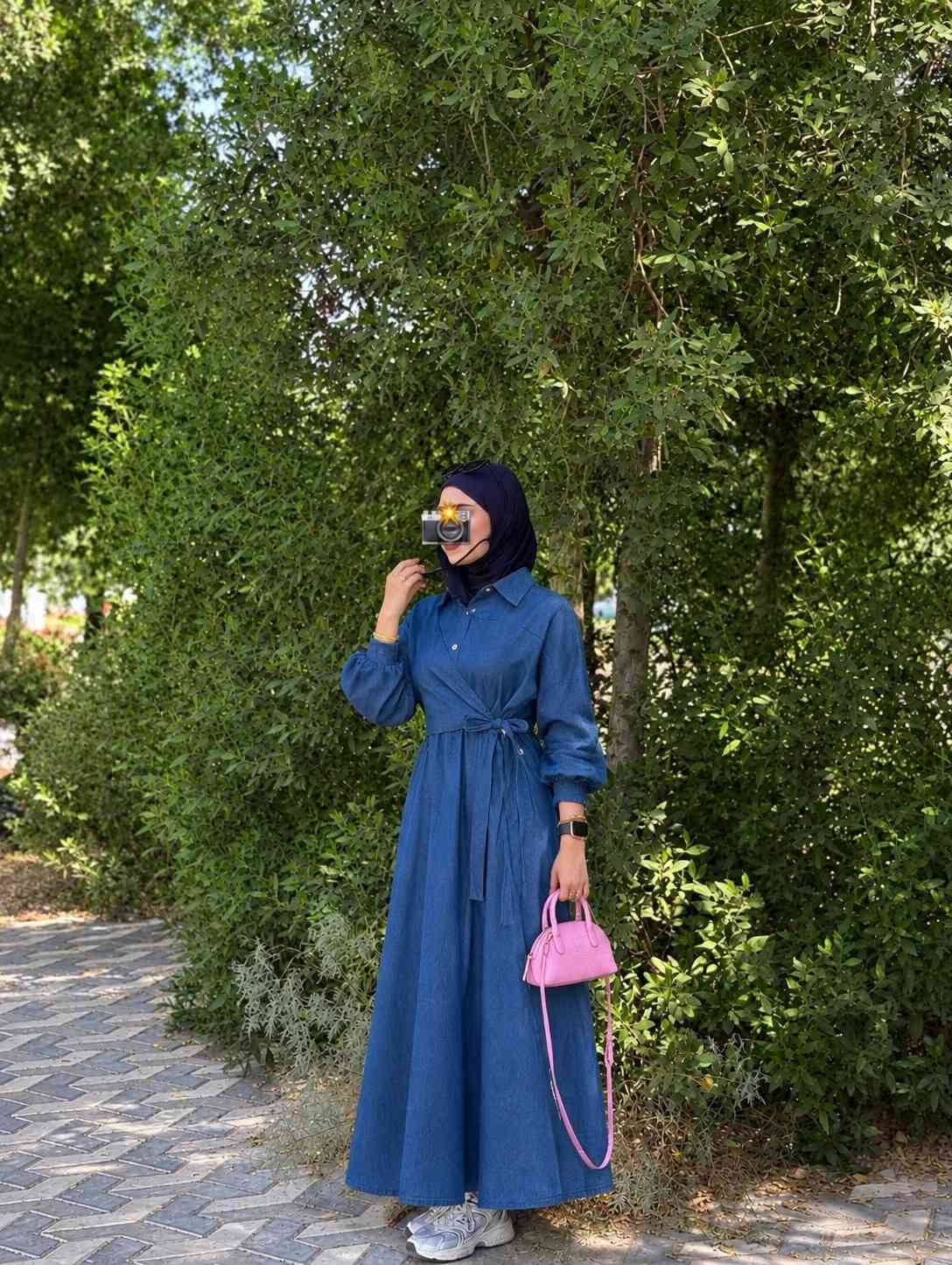 فستان جينز • دبل كلوش • مقاسات ٣٨-٤٨