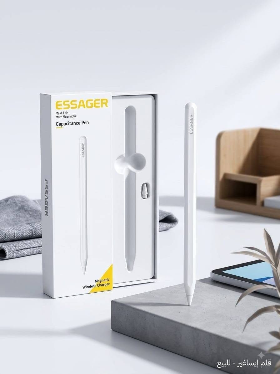 قلم ESSAGER الذكي للآيباد والتابلت ✨
بديل احترافي وبأعلى جودة للرسم والكتابة!
​🔋 بطارية تدوم طويلاً
​🖐️ خاصية راحة اليد (Palm Rejection)
​🧲 شحن وتثبيت مغناطيسي لاسلكي
​✍️ دقة وحساسية عالية للميل والضغط
​السعر:  15000 دينار عراقي
للجملة سعر خاص 
التوصيل: متوفر لكافة المناطق
​للطلب أو الاستفسار: تواصل معنا عبر الرسائل أو رقم الجوال *********** / اتصال  الواتساب]
