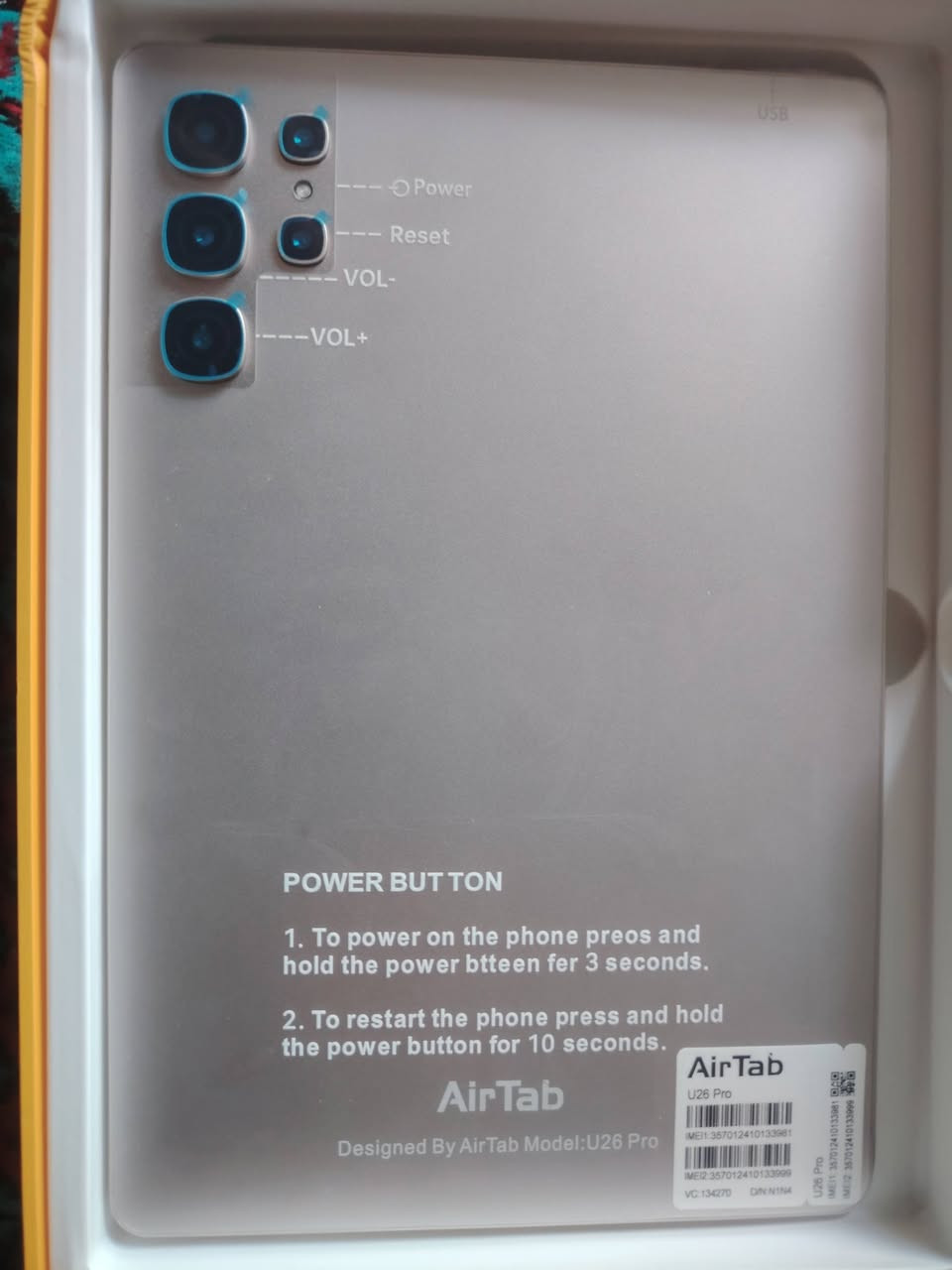 باد U26 Pro
الذاكرة 1TB
 الجهاز نضيف ممتاز الألعاب و التصفح و الدراسة 
الجهاز كامل ما معرب جديد 
الجهاز و حافظه و كيبورد و قلم و موس و شاحنه و سماعة 
الجهاز جديد ما معرب جديد 
سعر الباد 140 و بخدمتكم 
***********
