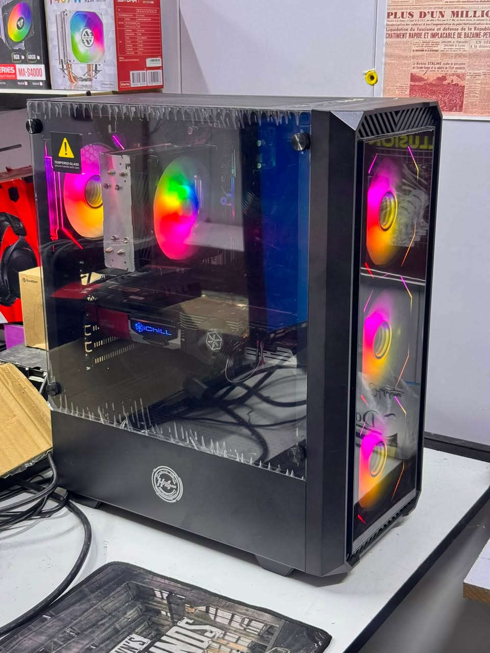 تحية طيبة شبابنا وحبايبنا 
تجميعة مرتبة كل القطع مرتبة اداء وحرارة ممتازة 
I5 10400F جديد
ASROCK H410 V2 مستخدم
GTX1080 8GB INNO3D مستخدم
RAM 16 2666 LEXAR مستخدم 
SSD128 HDD750 جدد 
CPU COOLER RGB جديد 
P.S550W+80 PLUS جديد 
السعر ٦٥٠ الف شبابنا سعر نهائي 
متوفر توصيل لكافة المحافظات 
عنوان المكتب واسط كوت المشروع شارع الحاسبات مركز محمد صدقي التقني للحاسبات 
***********
