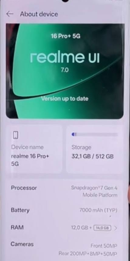 ريلمي 16 برو بلس • 512GB/12GB • 7000mAh