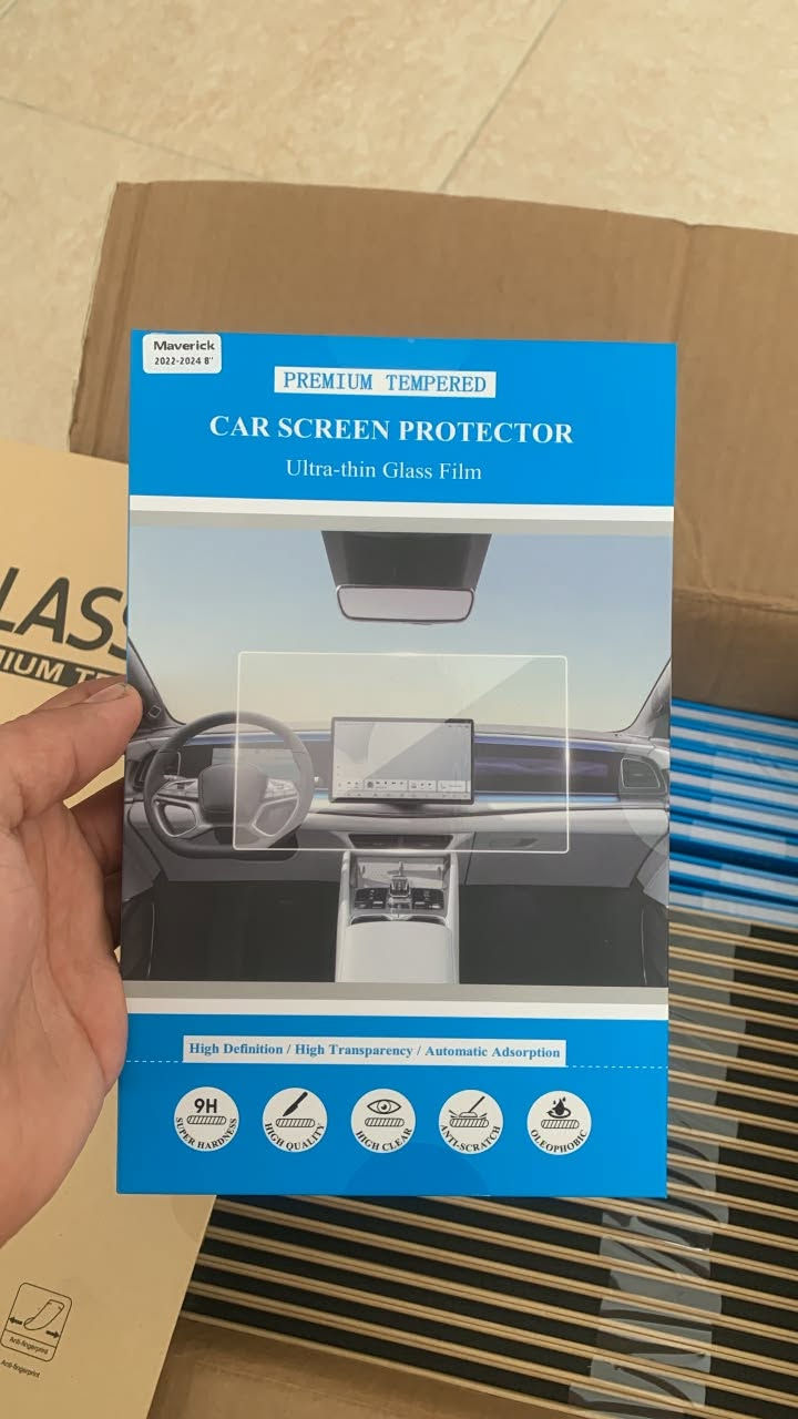 🚗 شاشة حماية زجاجية (WEIPIN Protector Series) لشاشة سيارة فورد مافريك 8 بوصة 🚗
احمِ شاشة سيارتك بأعلى درجات الأمان والوضوح! ✨

🔹 المواصفات والمميزات:
• التوافق: مخصصة بشكل كامل (100% Full Screen Fit) لشاشة سيارات Ford Maverick المقاس 8 بوصة.
مودل. 2022 —2025
• صلابة عالية (9H Hardness): حماية فائقة ضد الصدمات، الخدوش اليومية، وحتى خدوش أظافر 
الحيوانات الأليفة.

• تقنية منع الانعكاس والبصمات: مطلية بطبقة (AF) ومزودة بتقنيات (AR/AG) لتقليل انعكاس الضوء بنسبة تصل إلى 95% ومقاومة البصمات واللطخات.

• استجابة لمس فائقة ناعمة جداً في اللمس مع حواف منحنية (2.5D Arc Edge) غير حادة ومقاومة للكسر.

• وضوح متكامل (HD/Ultra-Transparent): تضمن الرؤية الواضحة والألوان الأصلية للشاشة دون أي تأثير على الجودة.  

💰 السعر: [15 الف]

📞 للتواصل والطلب: يرجى المراسلة على الخاص أو الاتصال برقم الهاتف: [***********]

تتوفر خدمة توصيل 🚚

نص مكتوب في الصور:
- WEIPIN 2024 Upgraded Protector Series Powered by premium material protection Nano Protector Series Exceptional Toughness & Durability HD Protector Series Ultra-transparent, slightly reducing fingerprints & sunlight AR Protector Series Increase AR coating on the tough Nano layer reduces 80% glare AG Protector Series Ultra-fine matte layer anti 95% glare, maintains brightness, ensures butter-silky
- 9H HARDNESS FULL PROTECTION
- Shielded from daily scratches and impacts
- Anti-impact
- Anti-scratche
- SENSITIVE TOUCH FEEDBACK AF vacuum electroplating coating, smooth to the touch Anti-fingerprint Anti-Smudge Sources FM Direct Tune 96.3 WDVD The Parlotones - I Alive 88.7 93.1 96.3 100. Audio Phone Apps 3:00 80°
- A 2.5D Seamless Fit Invisible Screen Protector Full Coverage & Shatterproof Edges 100% Full Screen Fit