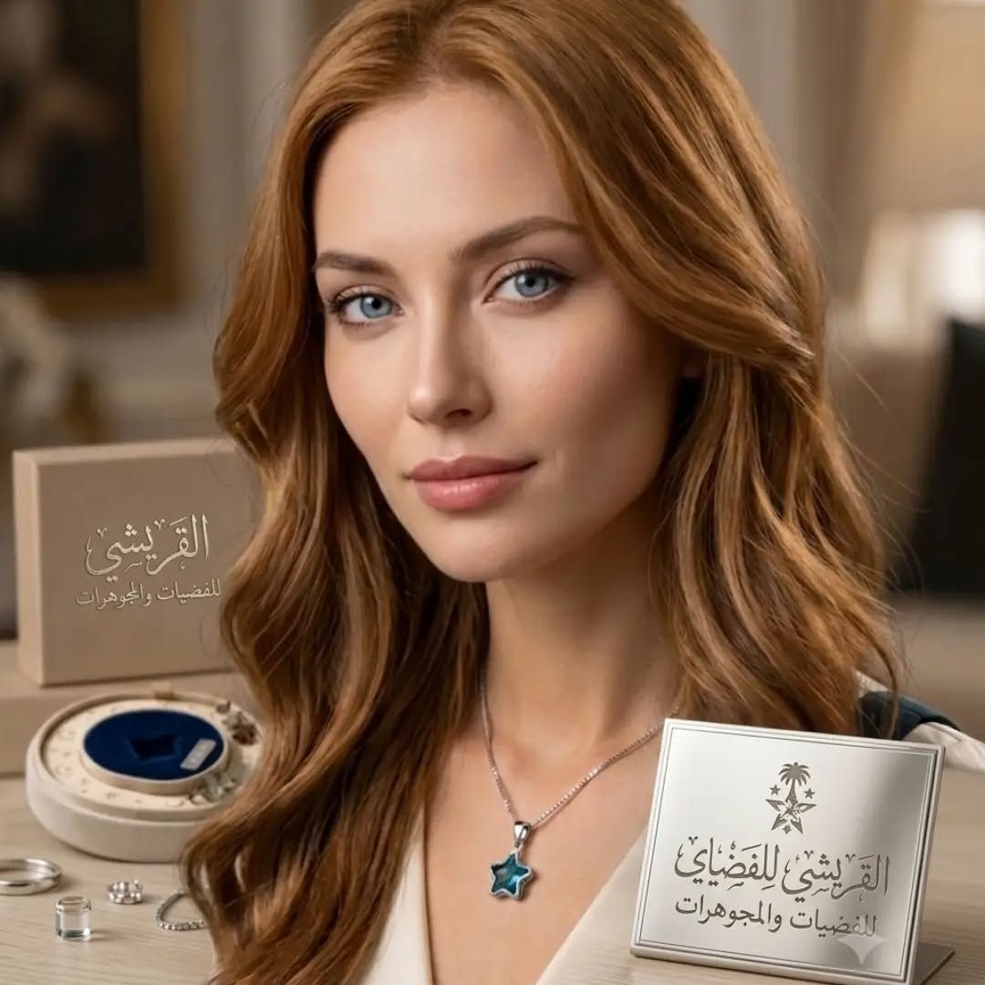 كما ترقص النجوم في عرض السماء.....
ترقص قلوبنا على أنغام الأمل والجمال.... 
إليك قطعة من السماء.....

صاغتها الطبيعة وحلاها الفن.....
نجمة الفضة..... 
في قلبها يرتجف كريستال أزرق ساحر......
كأنه قطرة من بحر السماء في ليلة صافية.....
هي ليست زينةً للجسد فحسب....

بل هي ترنيمة تهمس للروح بمعاني النقاء والثبات.....
هي جسر يربط بينك وبين الكون.....
تذكرك بأنك جزء من هذا الوجود العظيم.....
مشرقاً .. فريداً .. ومضاء بنورك الداخلي.....
ارتدي هذه القلادة من القريشي للفضيات والمجوهرات.....
واجعلي نجمك يلمع بألوان الروح.....
ليعكس جمالك الأصيل من الداخل والخارج.....

قلادة من الفضة الاسترلينيه النقية عيار 925.....
بشكل نجمة زرقاء من الزاركون.....
متوفرة لدى محل القريشي للفضيات والمجوهرات.....
للتواصل والاستفسار هاتف الواتساب ***********.....
العنوان/ سامراء حي الشهداء..... 
خلف مدرسة النعيم المتوسطة للبنات.....
يوجد خدمة توصيل داخل مدينة سامراء وكافة أنحاء العراق.....
