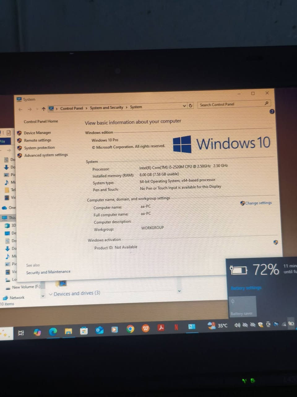 🔥 للبيع: لابتوب Lenovo ThinkPad L430 بحالة ممتازة 🔥
جهاز عملي وقوي من سلسلة ThinkPad المعروفة بمتانتها واعتماديتها العالية، مثالي للدراسة، العمل المكتبي، والاستخدام اليومي.
💻 المواصفات التقنية الرئيسية: 💻
✅ المعالج: Intel® Core™ i5-2520M بسرعة 2.50GHz (جيل ثاني قوي)
✅ الرام (الذاكرة العشوائية): 8.00 جيجابايت (تضمن سلاسة في تعدد المهام)
✅ نظام التشغيل: Windows 10 Pro (نسخة 64-bit)
✅ الشاشة: 14.0 بوصة
✅ كارت الشاشة: Intel® HD Graphics 3000
✅ الميزات الإضافية: لوحة مفاتيح ThinkPad المريحة مع زر TrackPoint الأحمر، منافذ متعددة (USB 3.0، VGA، Mini DisplayPort، وغيرها).
✅ البطارية: بحالة جيدة 
🌟 الحالة: الجهاز نظيف ويعمل بكفاءة تامة.
يمكنك استخدامه ك مكتبي و ك كيمنك
💰 السعر: [120] بيه مجال بسيط
📍 الموقع: [بغداد ]
📞 للتواصل: [***********]
      ***********
#Lenovo #ThinkPad #L430 #لابتوب_للبيع #i5 #8GBRAM #Windows10 #عراق #بغداد
