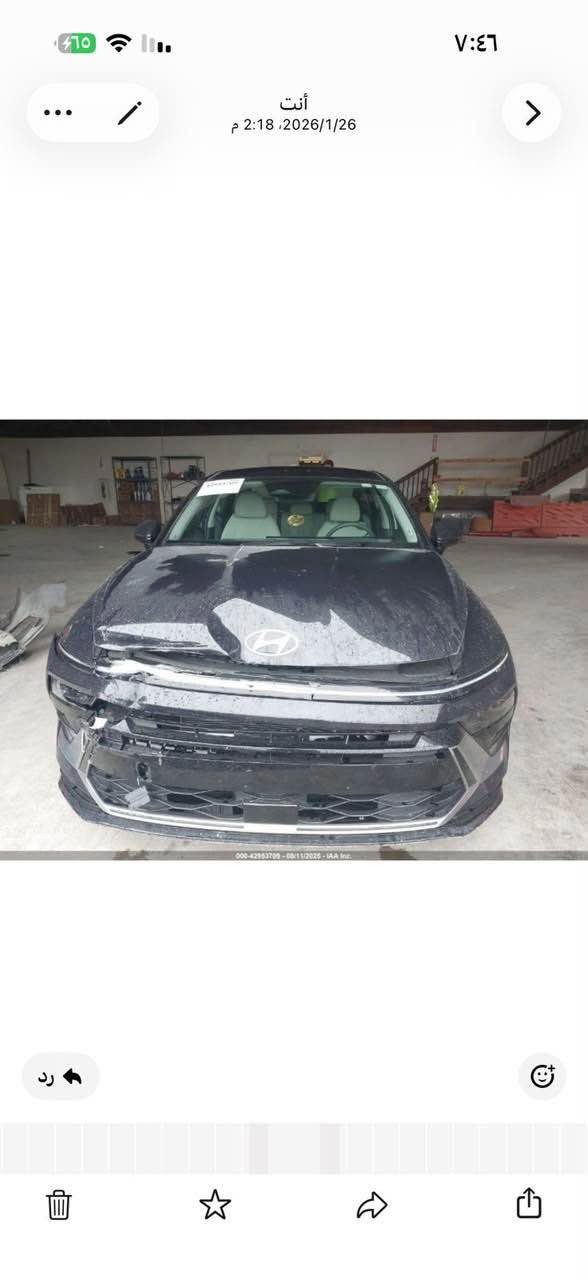 🚘 للبيع | هيونداي_سوناتا موديل 2025 🇺🇸

* وارد أمريكي.
* الممشى: 28mi.
* محرك 2.5 لتر.
* جير أوتوماتيك 8 سرعات.
* شاشة مزدوجة 12.3 بوصة.
* عدادات رقمية.
* مقاعد مخمل اوف وايت .
* تدفئة للمقاعد الأمامية.
* تشغيل بالبصمة.
* Apple CarPlay وAndroid Auto.
* مكيف أوتوماتيك ثنائي المناطق.
* كاميرا خلفية.
* مثبت سرعة.
* المحافظة على المسار.
* مراقبة النقطة العمياء.
* جنوط ألمنيوم.

ملاحظة: السيارة بدون صبغ فقط بارد 
رقم اربيل باسم شركة نور البصرة 
تريد تحويل تريد وكالة 

💰 السعر: (197)
📞 للاستفسار: ***********
مكانهه بصرة مدينة الامل 🏢 البصرة, العراق

نص مكتوب في الصور:
- أنت 2:18، 2026/1/26 م
