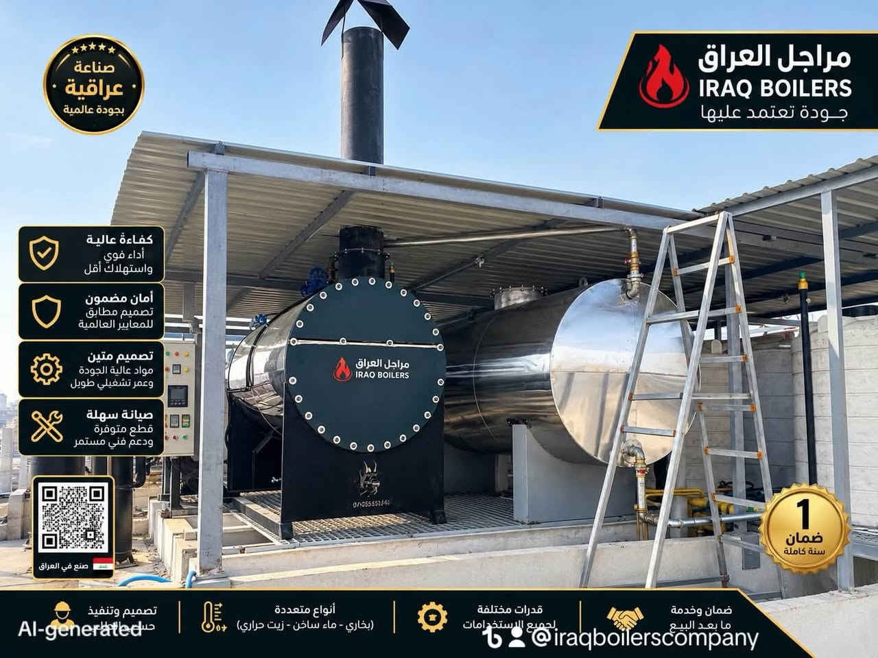 بويلر ماء ساخن • صناعة عراقية • فندق اغادير