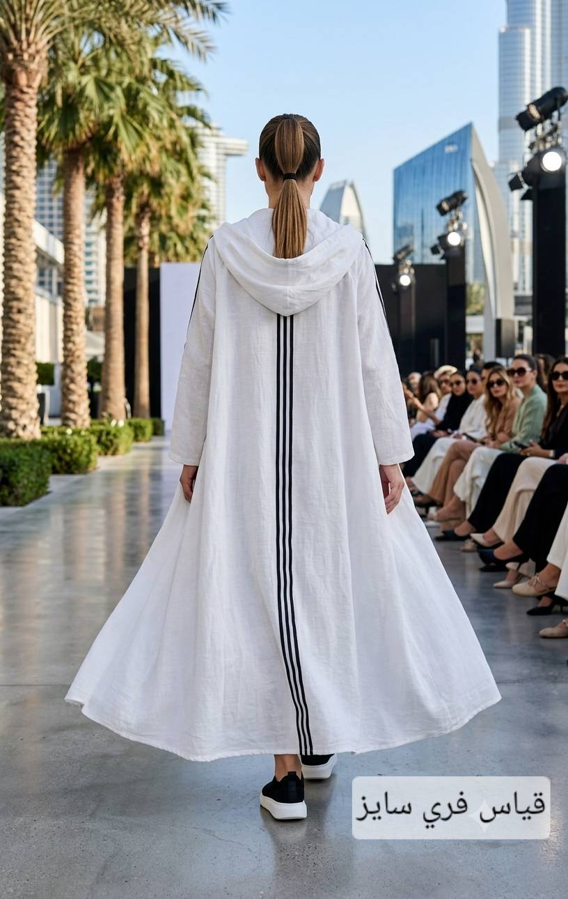 ​عباية سبورت كلوش بقبعة (Hooded Sporty Abaya): هذا الوصف يجمع بين القصة الواسعة من الخلف (الكلوش) والغطاء الخاص بالرأس (الـ Hoodie) الموجود في القطعة.
السعر 35
 القياس فري سايز
يوجد توصيل