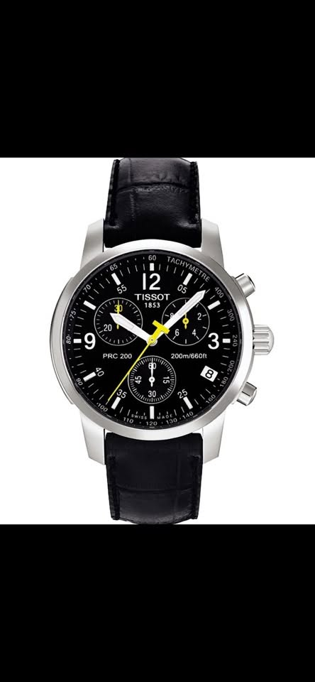 ⌚ تفاصيل الساعة
للبيع 
رقم الهاتف *********** 
* الماركة: Tissot – تيسو
* المجموعة: PRC 200 / T-Sport
* المرجع: T114.417.17.057.00
* الحركة: كوارتز سويسرية ETA G10.212
* الوظيفة: كرونوغراف (إيقاف وحساب الوقت)
* التاريخ: موجود عند موضع 4–5 تقريبًا
* حجم العلبة: 43 مم
* السماكة: حوالي 12 مم
* الهيكل: ستانلس ستيل 316L
* الزجاج: Sapphire مقاوم للخدش
* مقاومة الماء: 200 متر / 20 ATM
* التاج والغطاء الخلفي: لولبيان
* القرص: أسود مع أرقام 12 و3 و6 و9 وتدريج Tachymeter حول الحافة
* المؤشرات: Super-LumiNova للإضاءة في الظلام
