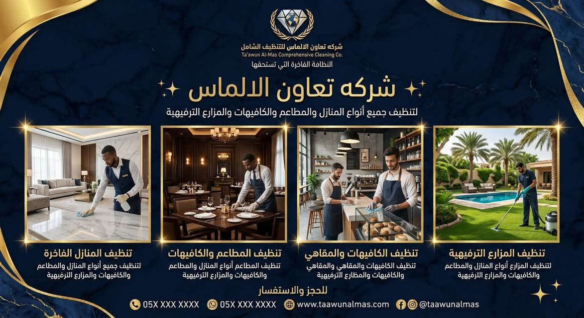 شركة تعاون الالماس • تنظيف شامل • مطاعم وكافيهات