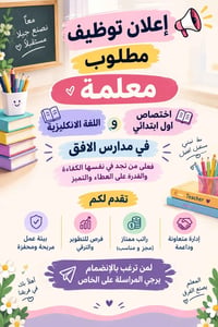 معلمة ابتدائي • لغة انكليزية • مدارس الافق