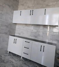 كاونتر خشب MDF ارضي وملحق قياس مترين وسنك متر و20 مرمر سعر 325 الف