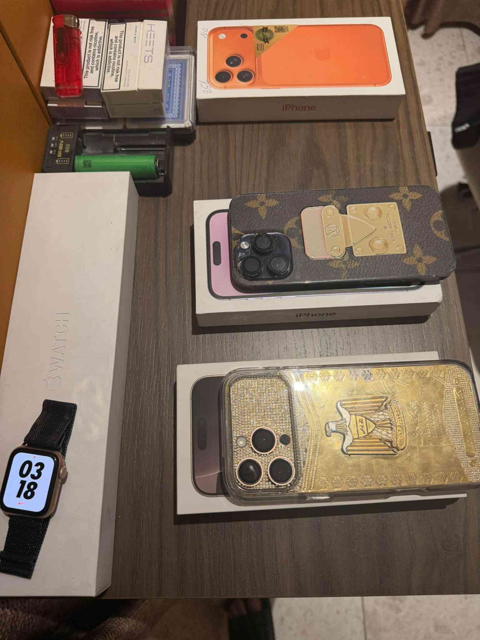 السلام عليكم ايفونات للبيع بسعر مناسب وقابل للتفاوض

1- ايفون 14 برو ماكس 256 شرق اوسط مكفول بي فقط ضهر مكسور وبعده ممصلح وبطاريه 75 نضافه 80 ‎%‎ السعر 760 ااف وبي مجال 

2-ابل واتش جيل السادس بطاريه حجم 40mm 84‎%‎ نضافه 95‎%‎ السعر 150 الف وبي مجال

3-ايفون 16 برو ماكس شرق اوسط 256 طلاء ذهب شرق اوسط اخذته 27 ورقه مابي شي لا مفتوح ولا مصلح نضافه 85 ‎%‎ بطاريه 92‎%‎ عدد دورات الشحن 455 مره السعر 1650

4- ايفون 17 برو ماكس لون برتقالي 256  ZA بطاريه 99 عدد دورات الشحن 162 نضافه 99
سعره 1650
العنوان بغداد 
***********
***********

نص مكتوب في الصور:
- ٥:١٧
- حالة البطارية
- عادية
- تعمل بطارية iPhone هذه على النحو المتوقع. حول البطارية والضمان...
- الحد الأقصى للقدرة
- ٩٩٪
- هذا قياس لقدرة البطارية مقارنة بقدرتها عندما كانت جديدة. قد تتسبب القدرة المنخفضة بتقليل ساعات الاستخدام بين عملية الشحن والأخرى.
- عدد الدورات
- ١٦٢
- هذا هو عدد مرات استهلاك iPhone لقدرة البطارية. معرفة المزيد...
- تاريخ التصنيع
- تشرين الأول ٢٠٢٥
- أول استخدام
- تشرين الثاني ٢٠٢٥
- ٥:١٦ حول الاسم < iPhone إصدار iOS < 26.4.2 اسم الطراز iPhone 17 Pro Max رقم الطراز MfYN4ZA/A الرقم التسلسلي J3G4DYQMR الأغاني الفيديوهات الصور ٢ السعة ٢٥٦ غ.ب. متوفرة ٢١٠,٥٢ غ.ب. عنوان Wi-Fi BC:9F:58:59:C6:BA Bluetooth BC:9F:58:5C:F3:4D البرنامج الثابت للمودم 1.55.04