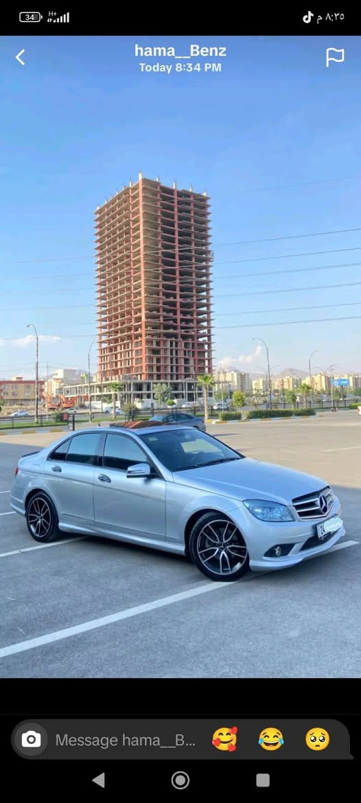 Marseds c300 model 2010 
دوو بارجه و نيو سبوخه فول مواسه فات 
سه ياره كه ره قه م سنه وي هه مووشتي نويه 
كير مه كينه ته بريت -ته عويل خرامه به شه رت 
سعري ١٢٠ وره قه و مه جال 
٠٧٥٠،٣٩٣٨٣٥٩
💣 أربيل, العراق

نص مكتوب في الصور:
- hama__Benz Today 8:34 PM Message hama__B...