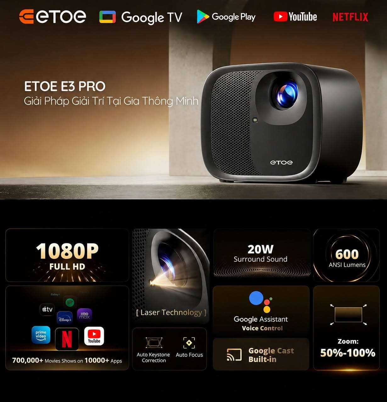 کوردی، العربية، English 

ETOE E3 Pro 2026丨Google TV 1080P Smart Projector

کوردی 
📽️ داتاشۆوە بۆ فرۆشتن — Smart Full HD

داتاشۆوەکە Smart و Full HD ـە و لەلایەن Google ـەوە پشتگیری دەکرێت.
بە سیستەمی Android کار دەکات و پێویستی بە لاپتۆپ نییە؛ دەتوانیت وەک Smart TV بەکاری بهێنیت.

✅ مۆدێلی 2026
✅ بەکارهێنانی زۆر کەم — وەک نوێ
✅ Android Smart System
✅ پشتگیری لەلایەن Google
✅ کیس/جانتا و کۆنتڕۆڵ لەگەڵیدایە
✅ پۆرتی HDMI بۆ پەیوەندی بە لاپتۆپ و ئامێرەکانی تر
✅ گونجاو بۆ فیلم، یاری، Netflix و بەکارهێنانی ماڵەوە

💰 نرخ: $200
📍 شوێن: هەولێر
📞 بۆ پەیوەندی: 00964 751 730 8481
نرخی ٢٠٠ دۆلار 
شوێن: هەولێر 
بۆ پەیوەندی 
009647517308481

English

📽️ Smart Full HD Projector for Sale

Professional Smart Full HD projector, Google-supported and powered by an Android Smart System. It works independently, so you don’t need a laptop to use it — you can use it like a Smart TV.

✅ 2026 Model
✅ Very lightly used — like new
✅ Android Smart System
✅ Google-supported
✅ Carrying case and remote control included
✅ HDMI port for connecting a laptop and other devices
✅ Perfect for movies, gaming, Netflix, and home entertainment

💰 Price: $200
📍 Location: Erbil, Kurdistan Region
📞 Contact: 00964 751 730 8481

العربية

📽️ جهاز عرض ذكي Full HD للبيع

جهاز عرض Smart Full HD احترافي، مدعوم من Google ويعمل بنظام Android Smart. لا يحتاج إلى لابتوب للتشغيل، ويمكن استخدامه مثل التلفزيون الذكي بشكل مستقل.

✅ موديل 2026
✅ استخدام خفيف جدًا — بحالة شبه جديدة
✅ نظام Android Smart
✅ مدعوم من Google
✅ حقيبة حمل وريموت كنترول مرفقان
✅ منفذ HDMI لتوصيل اللابتوب والأجهزة الأخرى
✅ مناسب للأفلام، الألعاب، Netflix والترفيه المنزلي

💰 السعر: 200 دولار
📍 الموقع: أربيل، إقليم كردستان
📞 للتواصل: 00964 751 730 8481 أربيل, العراق

نص مكتوب في الصور:
- Google TV NETFLIX
- Eтоe Google TV Google Play YouTube NETFLIX ETOE E3 PRO Giải Pháp Giải Trí Tại Gia Thông Minh 1080P FULL HD [ Laser Technology ] Auto Keystone Correction Auto Focus 20W Surround Sound 600 ANSI Lumens Google Assistant Voice Control Google Cast Built-in Zoom: 50%-100% 700,000+ Movies Shows on 10000+ Apps