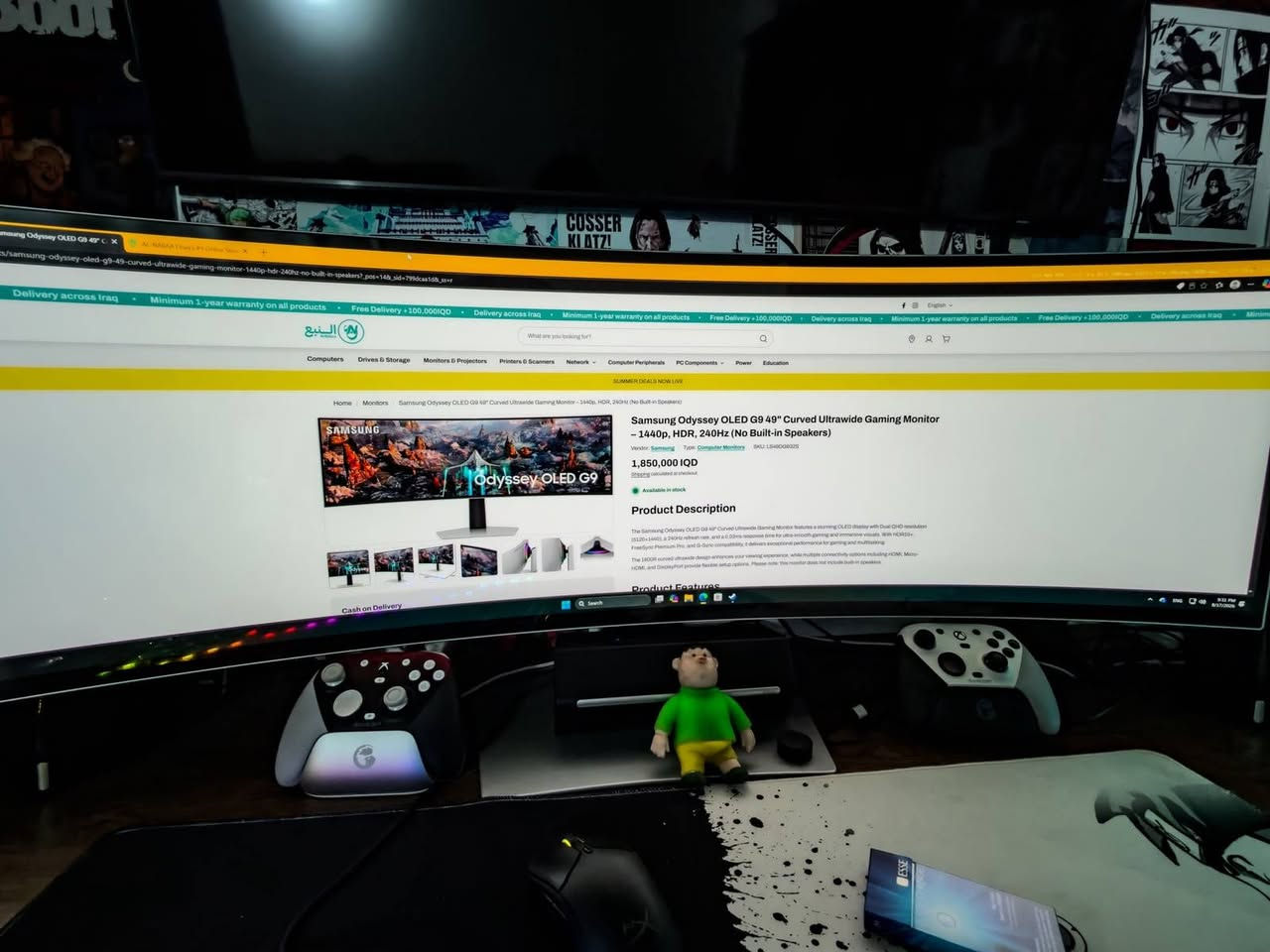 الموديل: Samsung Odyssey OLED G9 (LS49CG934) 🖥️
الحجم: 49 بوصة عملاقة بمنحنى يغمر مجالك البصري بالكامل.
 نوع اللوحة: OLED لألوان غنية جداً، ودرجات أسود حقيقية (True Black) وتباين لا يُضاهى.
 الدقة: 5K Dual QHD (5120x1440) لتعطيك مساحة عمل وتفاصيل ألعاب فائقة الوضوح.
 معدل التحديث: 240Hz لسلاسة متطورة في الألعاب التنافسية.
 زمن الاستجابة: 0.03ms لسرعة استجابة لحظية وبدون أي ضبابية حركة (Ghosting).

السعر 1.500.000
للتواصل واتساب 
***********

