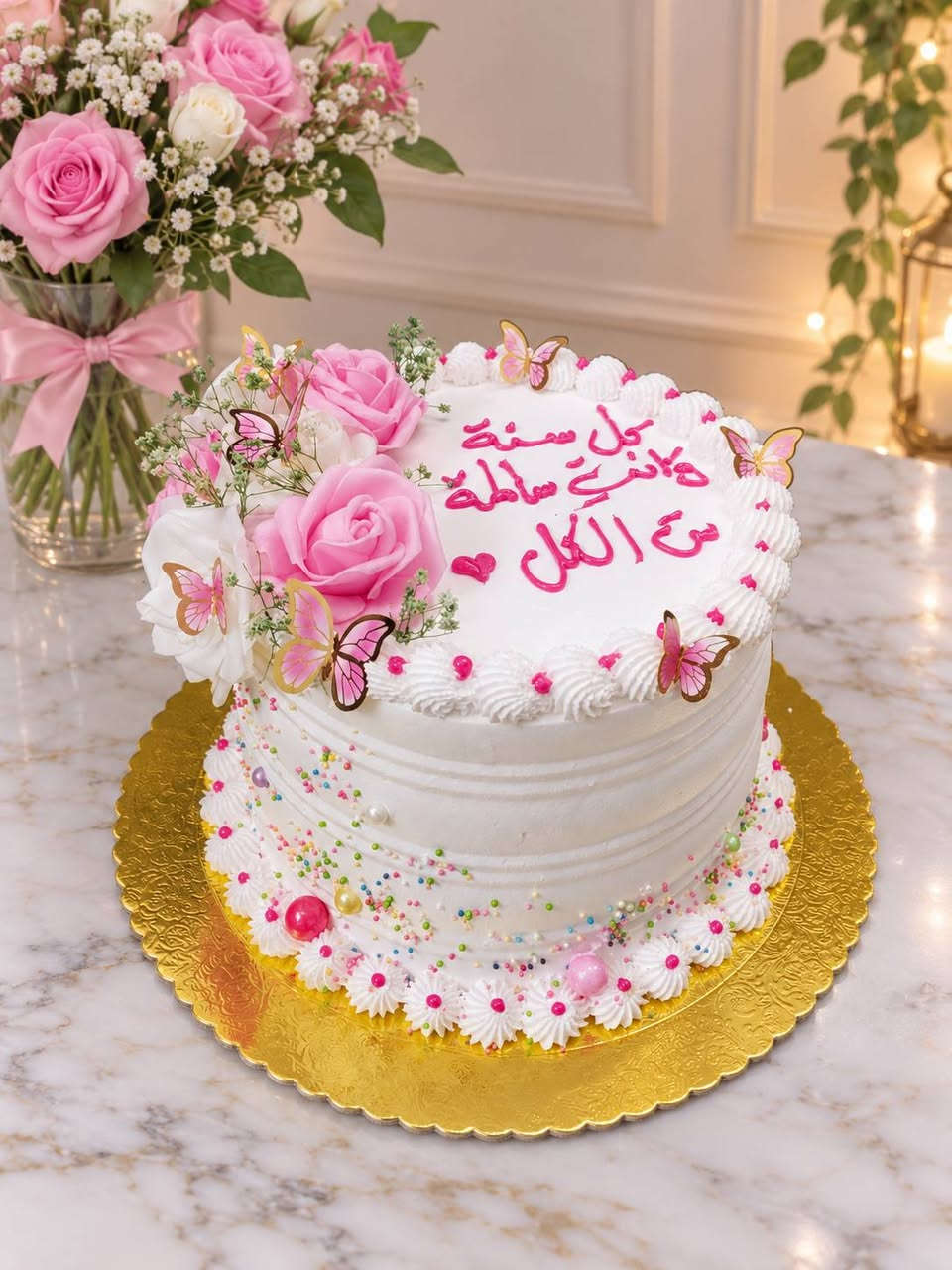 كيكة عيد ميلاد • تصاميم أنيقة • ورود جورية