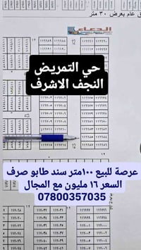 حي التمريض النجف الاشرف • عرصة ١٠٠م • سند طابو