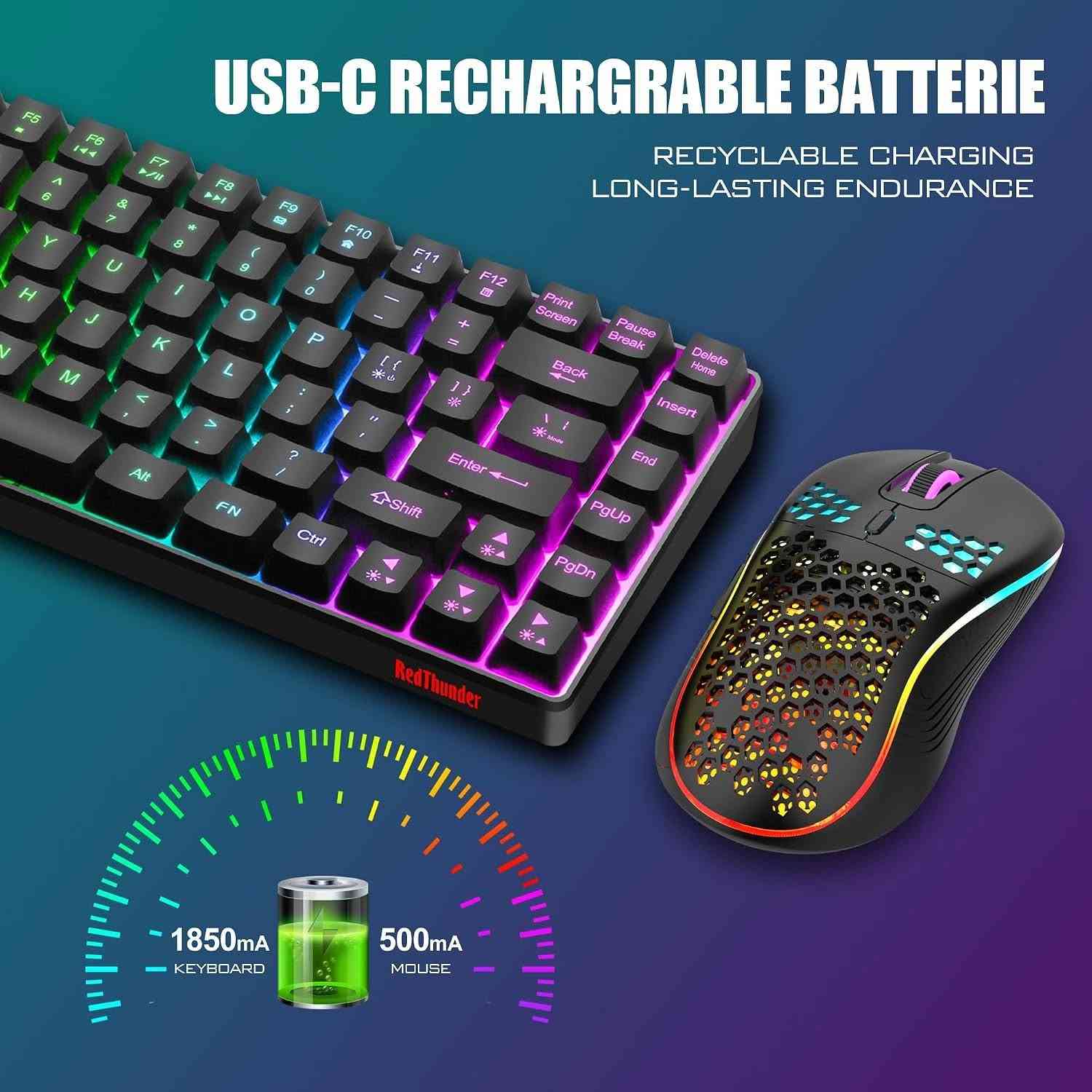كيبورد وماوس • RGB • قابل للشحن USB-C
