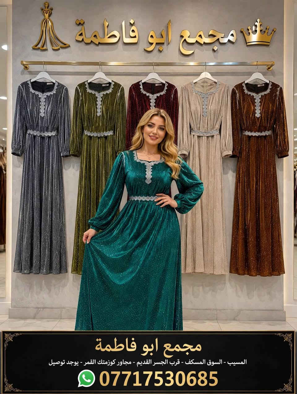 الاناقه مو صدفه.. الاناقه اختيار
اختاري مجمع ابو فاطمه 
وكوني ملكه بكل مناسبه
متوفر جميع القياسات 
الاسعار جدا مناسبه 
اهلا وسهلا بيكم
نجهزكم من الاف الى الياء 
وعدنا خصم خاص ع الاعراس بسعر الجملة 
عدنا عروض هواي 
زورو الصفحة بيهه هواي آيتمات 
اهلا وسهلا للحجز والاستفسار ***********

نص مكتوب في الصور:
- المسيب - السوق المسكف - قرب الجسر القديم | ***********
- يوجد توصيل
- المسيب - السوق المسكف - قرب الجسر القديم | للحجز يوجد توصيل | ***********
- مجمع ابو فاطمة
- المسيب - السوق المسكف - قرب الجسر القديم - مجاور كوزمتك القمر - يوجد توصيل
- ***********
- مجمع ابو فاطمة المسيب - السوق المسكف - قرب الجسر القديم - مجاور كوزمتك القمر - يوجد توصيل ***********
- +964 772 178 5...
- ١٥ سبتمبر، ٨:٠٣ ص